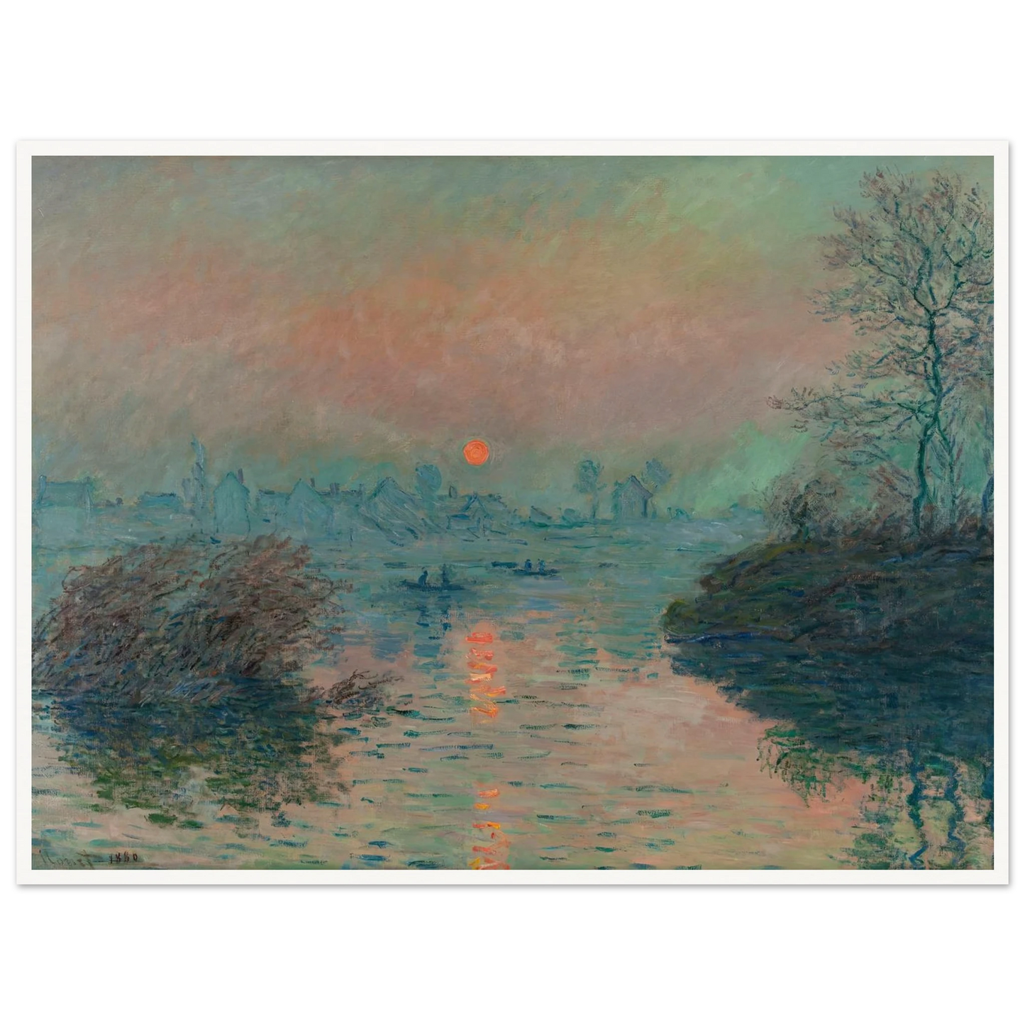 Soleil couchant sur la Seine à Lavacourt, effet d’hiver (1880) Art Print | Claude Monet-Quipham Collections