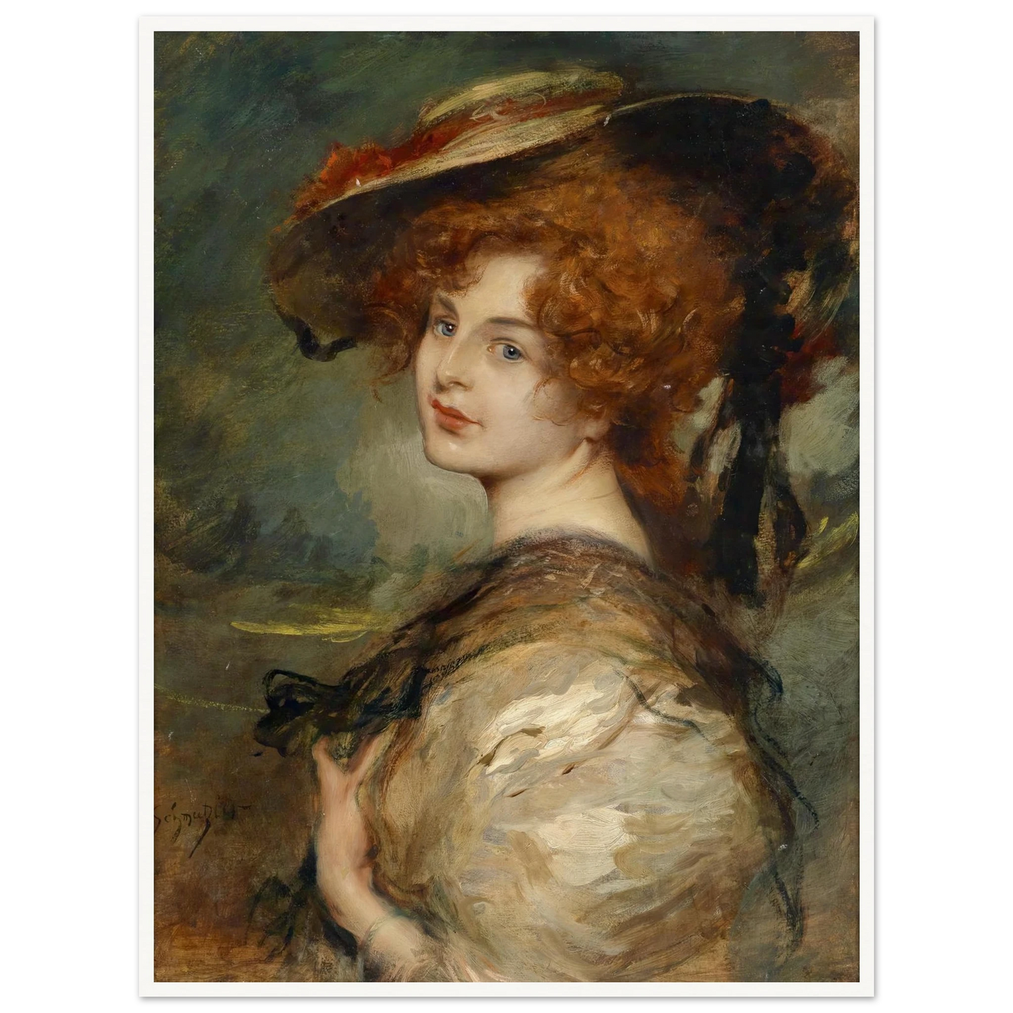 Bildnis einer Dame mit rotem Haar und Hut Art Print | Leopold Schmutzler-Quipham Collections
