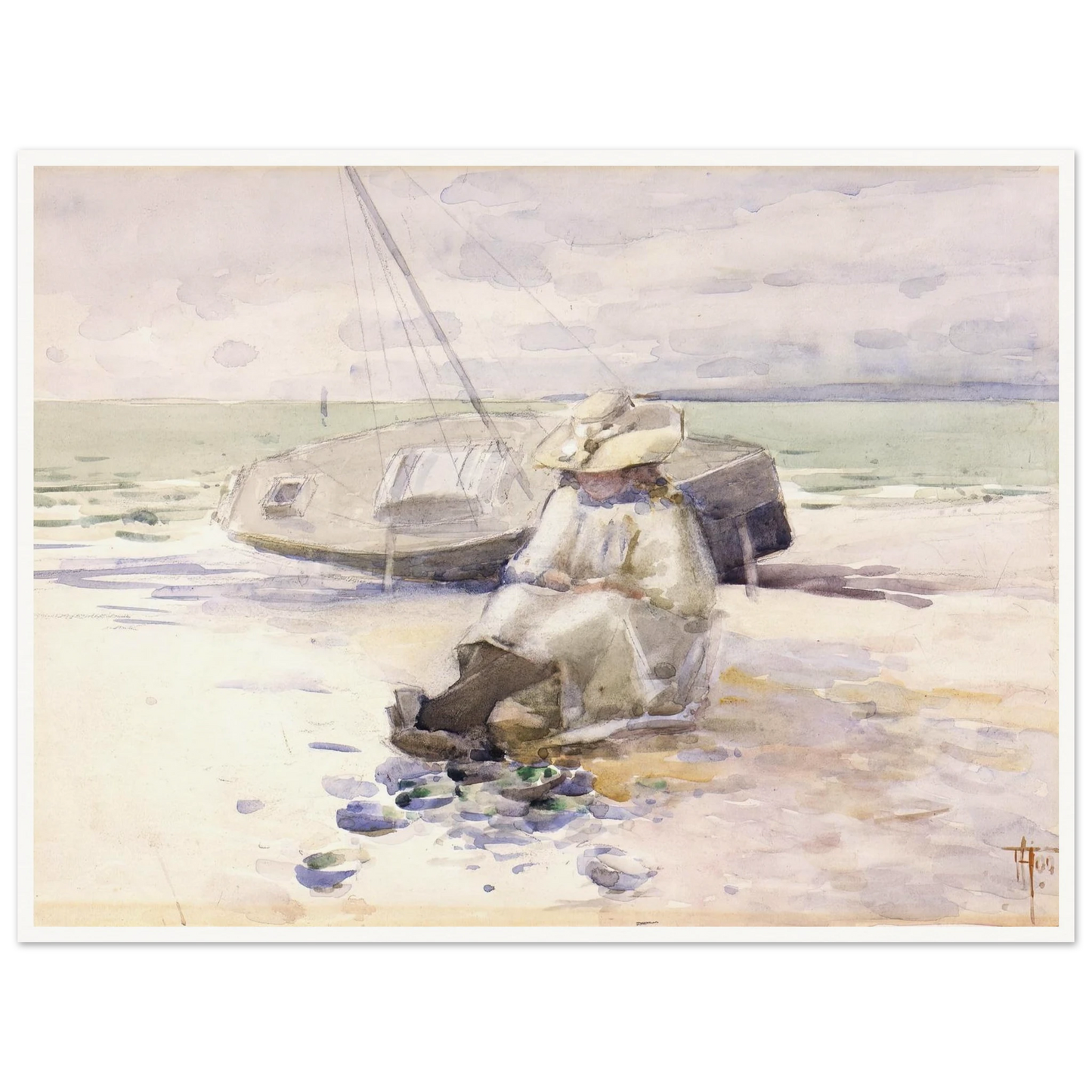 Girl on the beach (1900) Art Print | Frances Hodgkins-Quipham Collections
