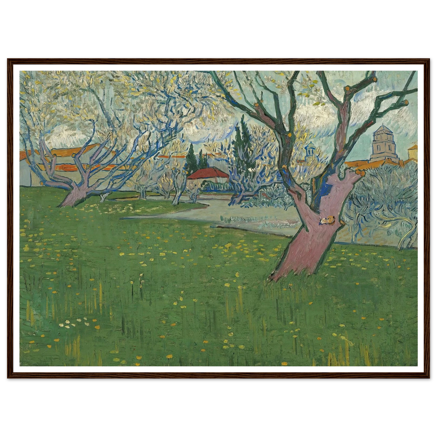Orchards in blossom, view of Arles (1889) Art Print | Vincent van Gogh-Quipham Collections
