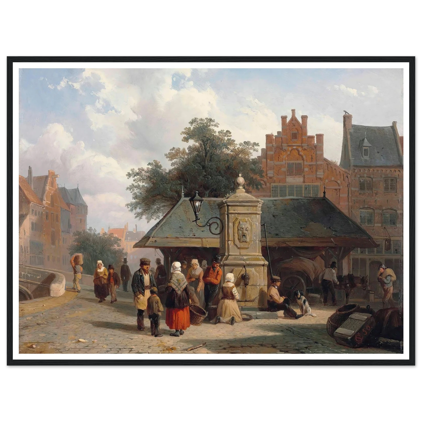 By the well in a Dutch town square (1850) Art Print | Cornelis Springer-Quipham Collections