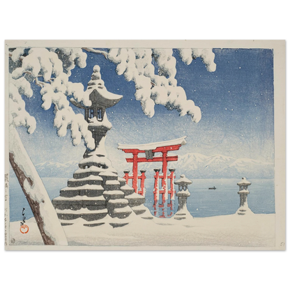 Itsukushima no yuki (Snow at Itsukushima) (1932) Art Print | Kawase Hasui-Quipham Collections