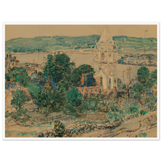 Shingling the First Baptist Church, Gloucester study (1919) Art Print | Childe Hassam-Quipham Collections