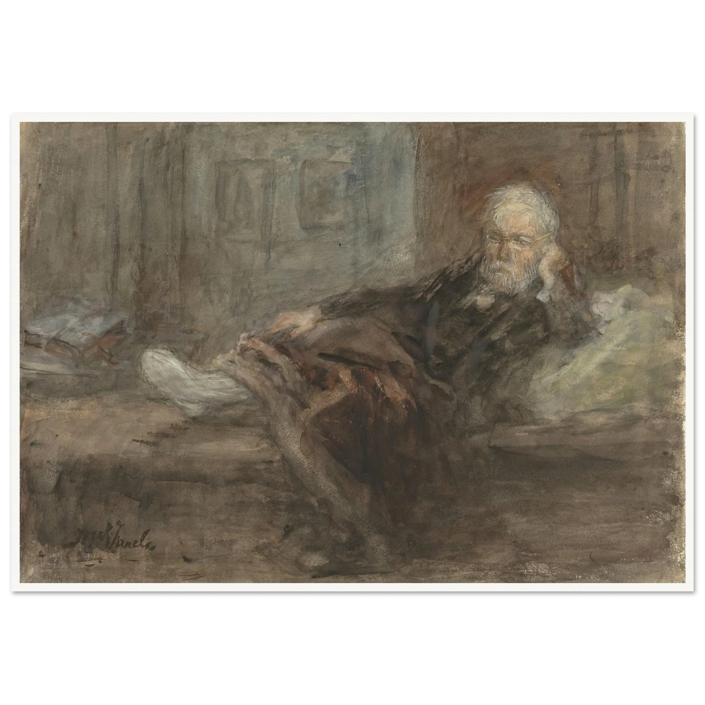 Zelfportret met zieke voet (c. 1898) Art Print | Jozef Israels-Quipham Collections