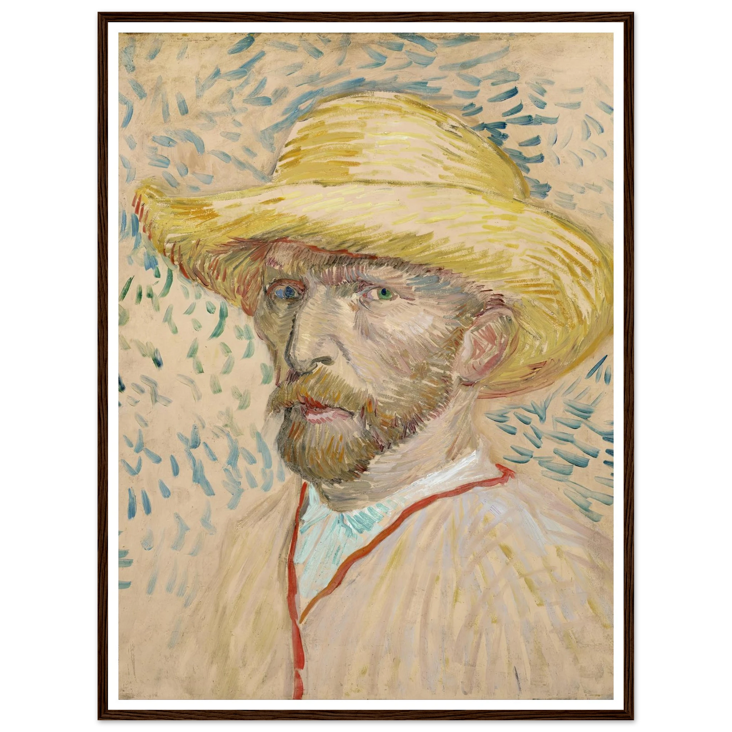 Self-portrait with straw hat (1887) Art Print | Vincent van Gogh-Quipham Collections