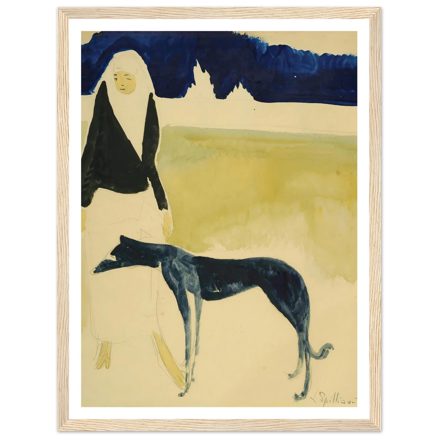Femme Au Lévrier (1917) Art Print | Leon Spilliaert-Quipham Collections