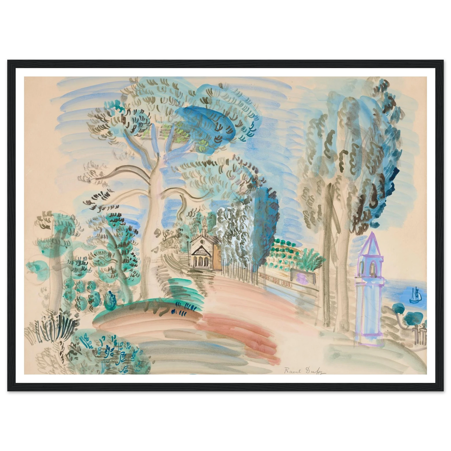 La Chapelle à Golfe Juan (circa 1923) Art Print | Raoul Dufy-Quipham Collections