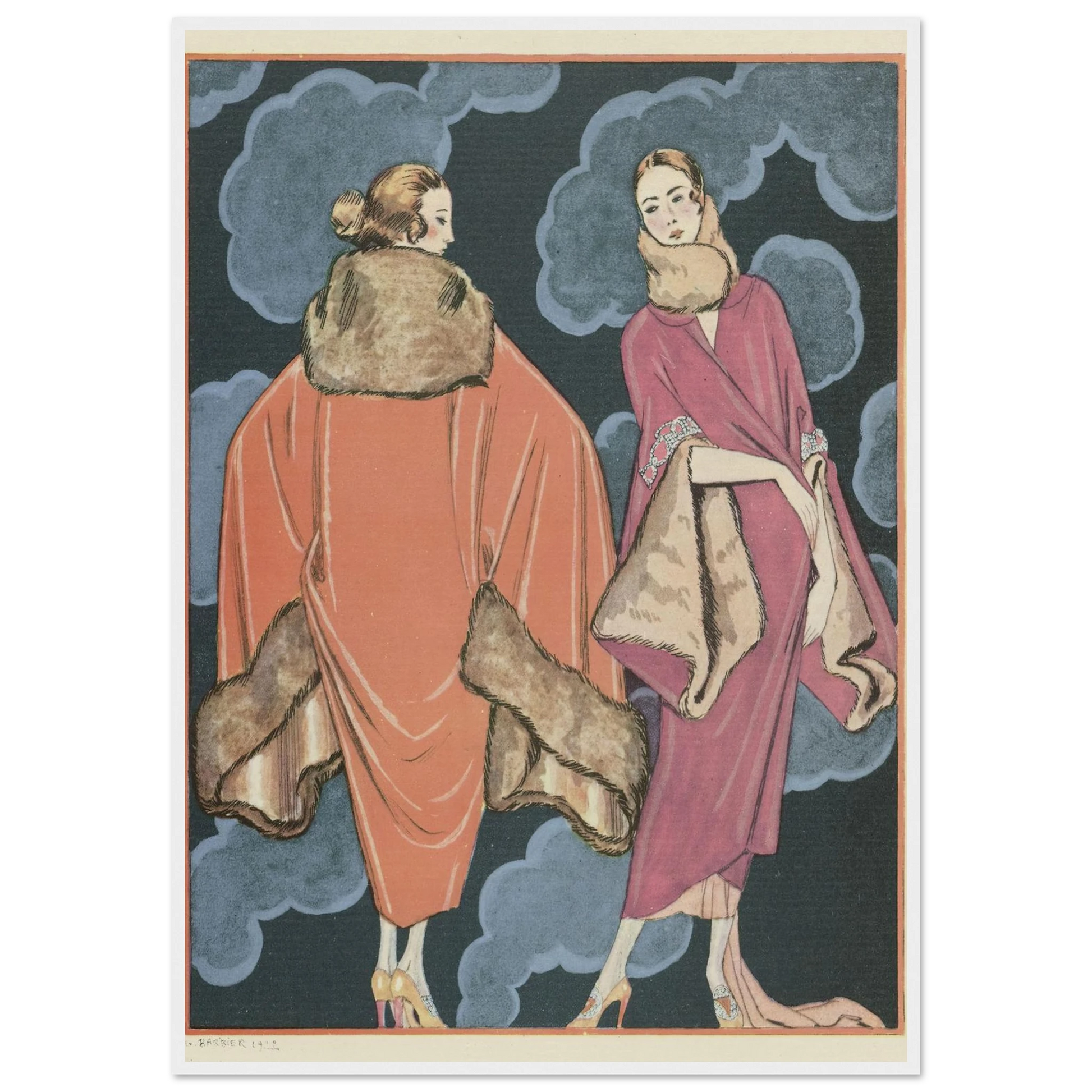 Deux heures du matin; Manteaux, de Worth (1923) Art Print | George Barbier-Quipham Collections
