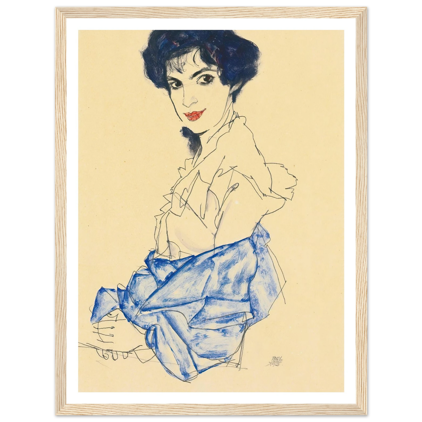 Elisabeth Lederer, Seated With Hands Folded (1913) Art Print | Egon Schiele-Quipham Collections