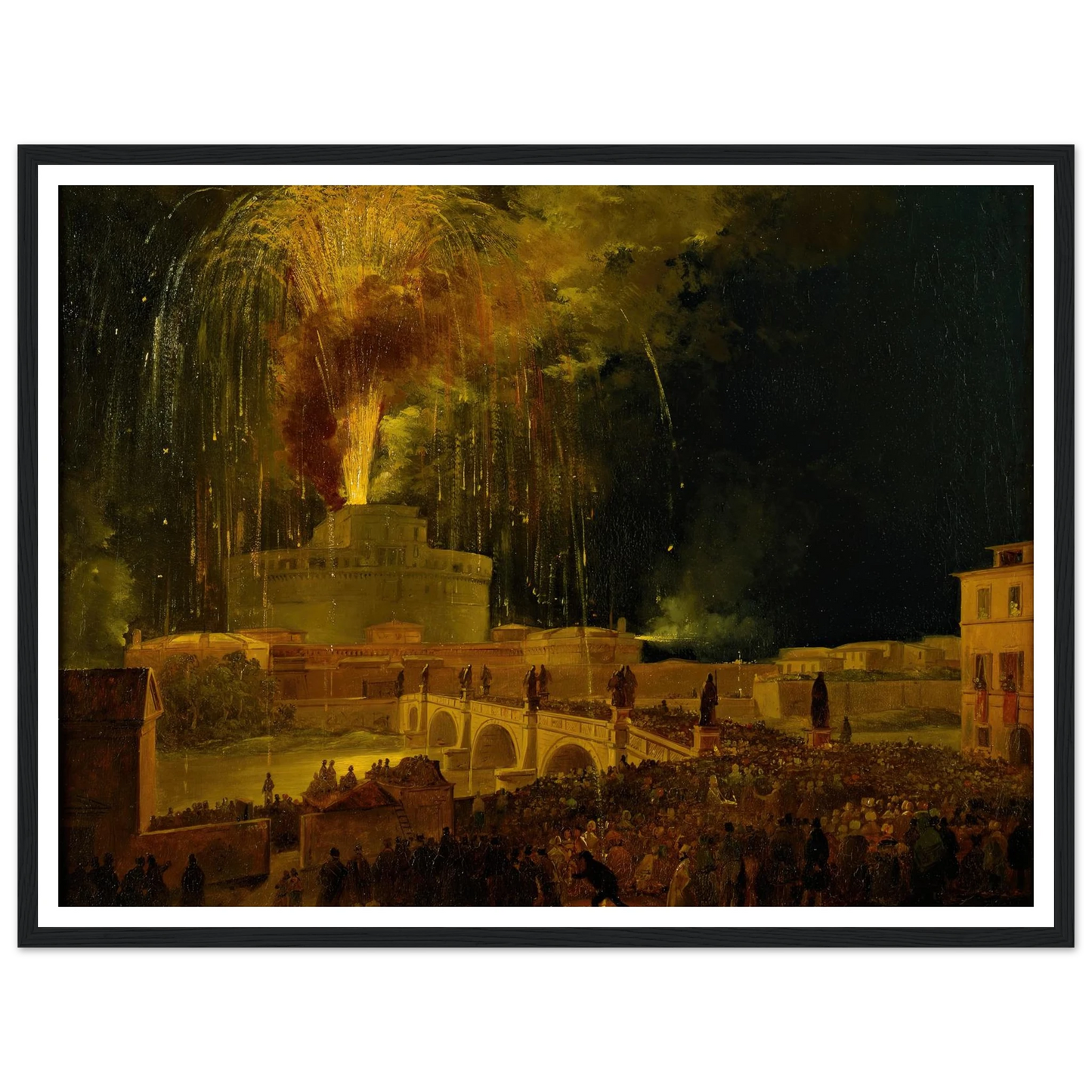 La Girandola Fireworks From Castel Sant’angelo In Rome (1830s) Art Print | Ippolito Caffi-Quipham Collections