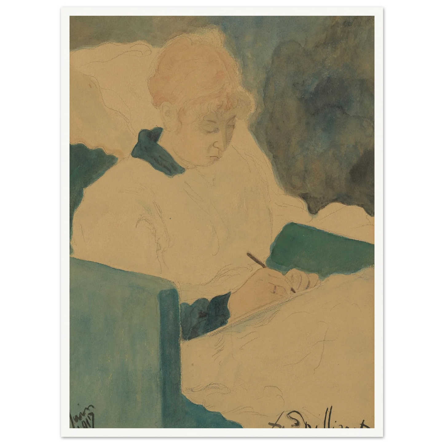 De briefschrijfster (1917) Art Print | Leon Spilliaert-Quipham Collections