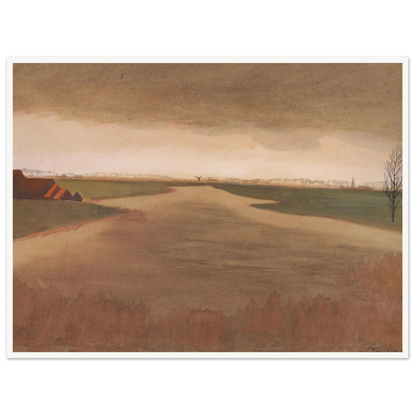 Landschap – Keignaertkreek te Zandvoorde (1931) Art Print | Leon Spilliaert-Quipham Collections