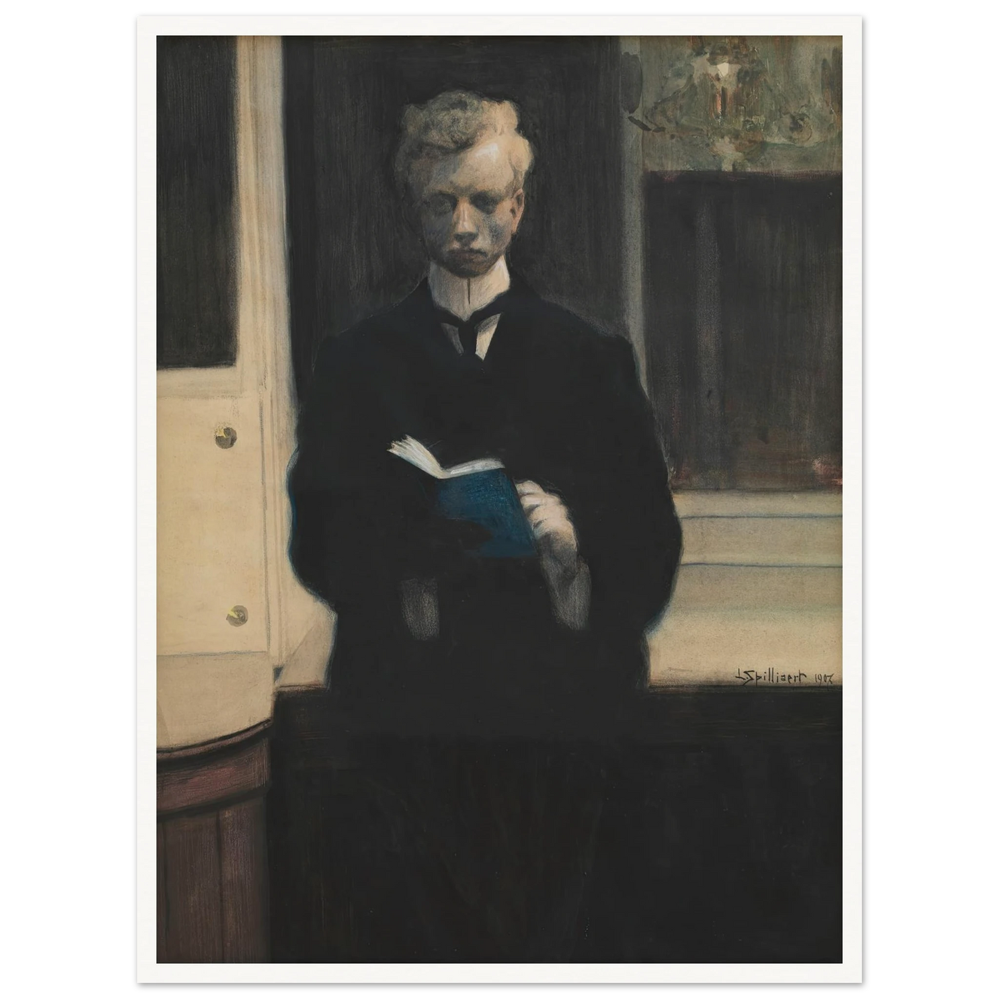 Self Portrait with Blue Sketchbook (1907) Art Print | Leon Spilliaert-Quipham Collections