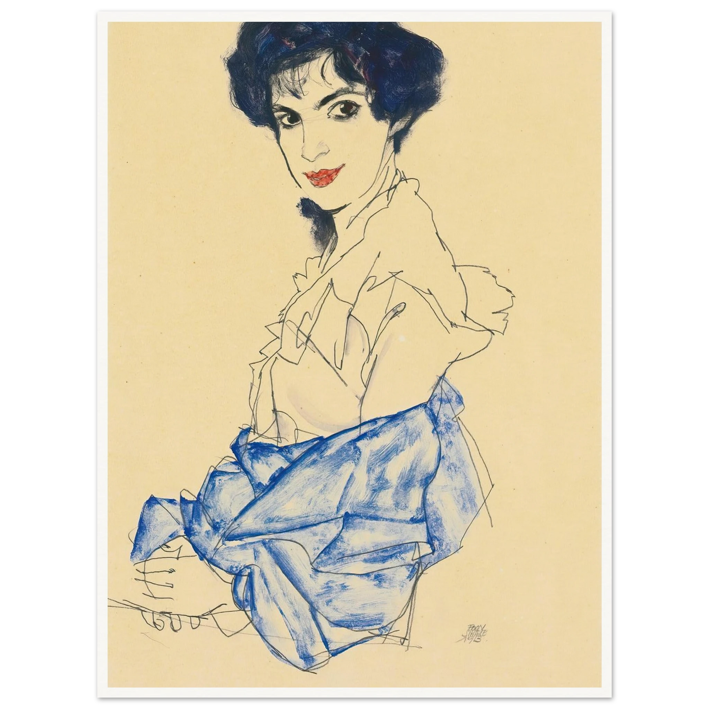 Elisabeth Lederer, Seated With Hands Folded (1913) Art Print | Egon Schiele-Quipham Collections