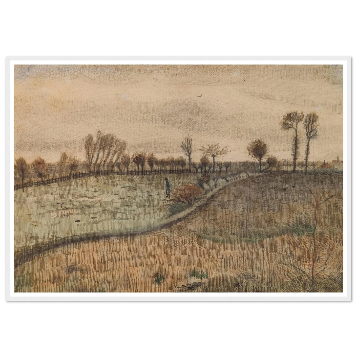 Landscape with Pollard Willows (c.1880) Art Print | Vincent van Gogh-Quipham Collections