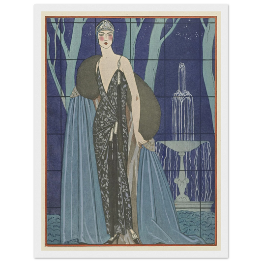 Alcyone ; Robe et manteau du soir, de Worth (1923) Art Print | George Barbier-Quipham Collections
