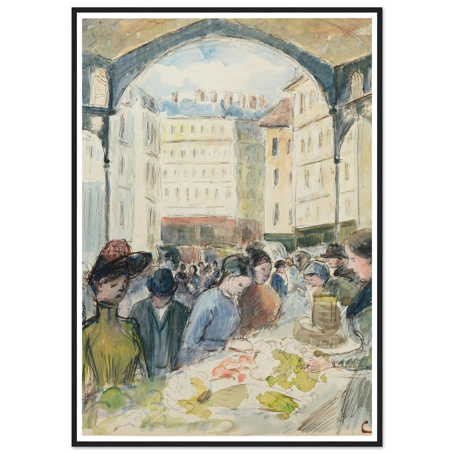 Les Halles centrales; le marché aux légumes Art Print | Camille Pissarro-Quipham Collections