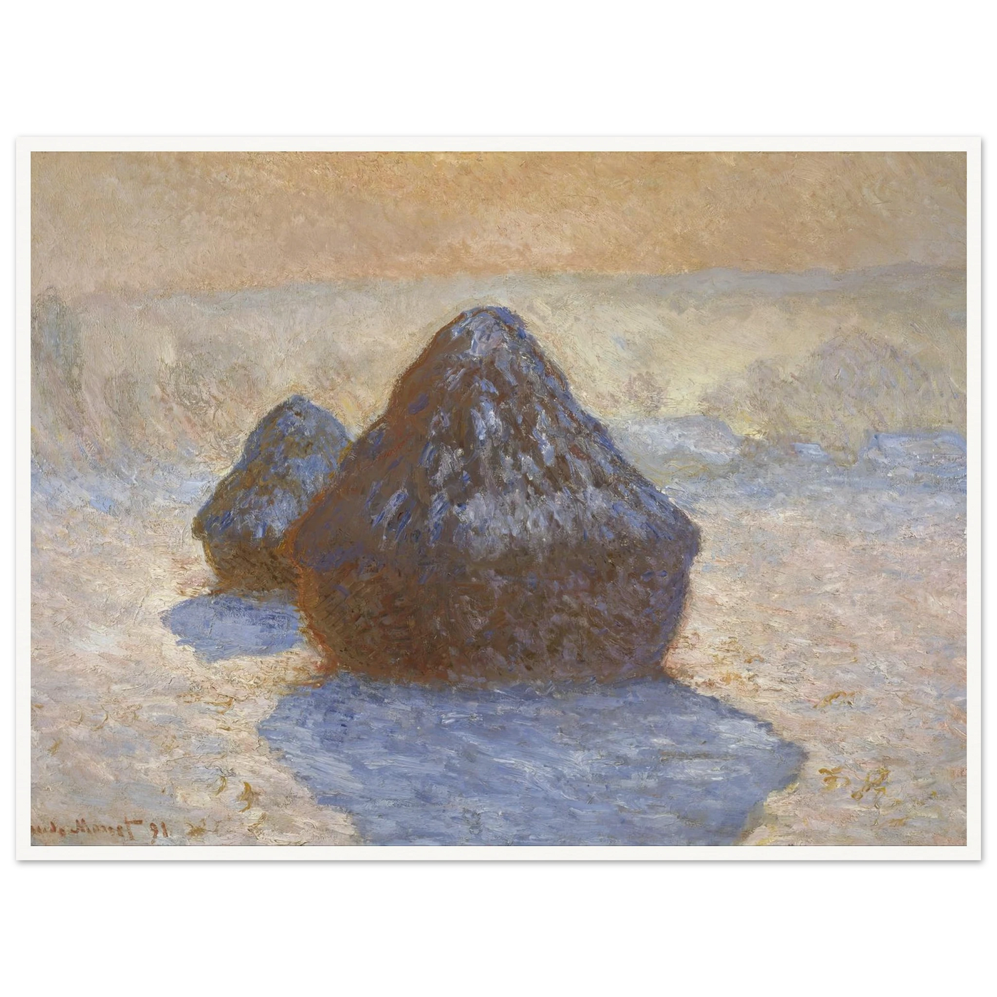 Haystacks- Snow Effect (1891) Art Print | Claude Monet-Quipham Collections