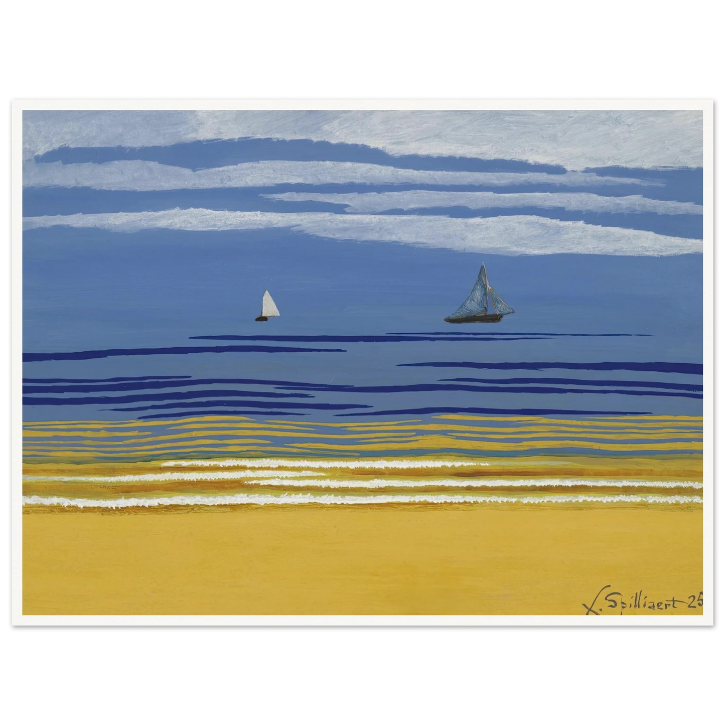 Marine avec bateaux à voiles (1925) Art Print | Leon Spilliaert-Quipham Collections