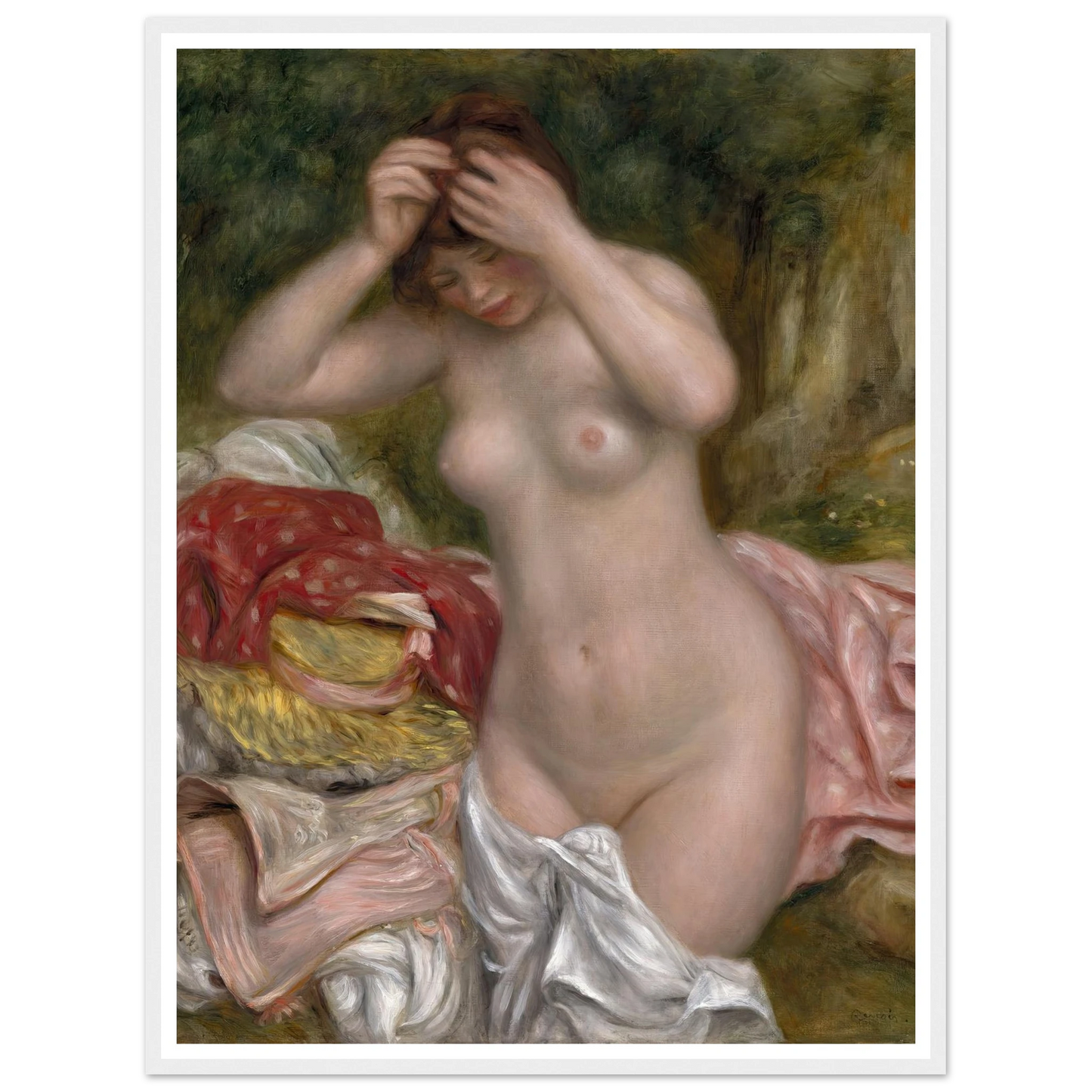 Bather Arranging Her Hair (1893) Art Print | Pierre Auguste Renoir-Quipham Collections
