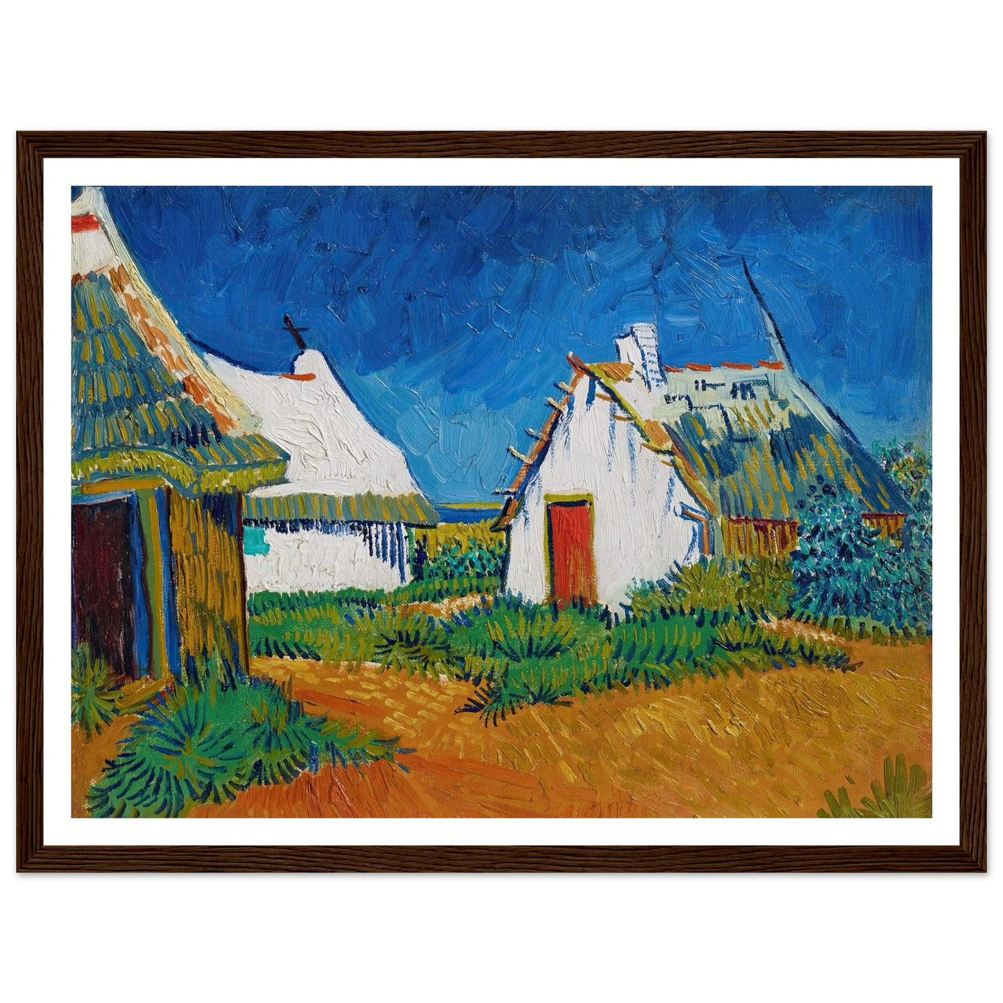 Three white cottages in Saintes-Maries (1888) Art Print | Vincent van Gogh-Quipham Collections