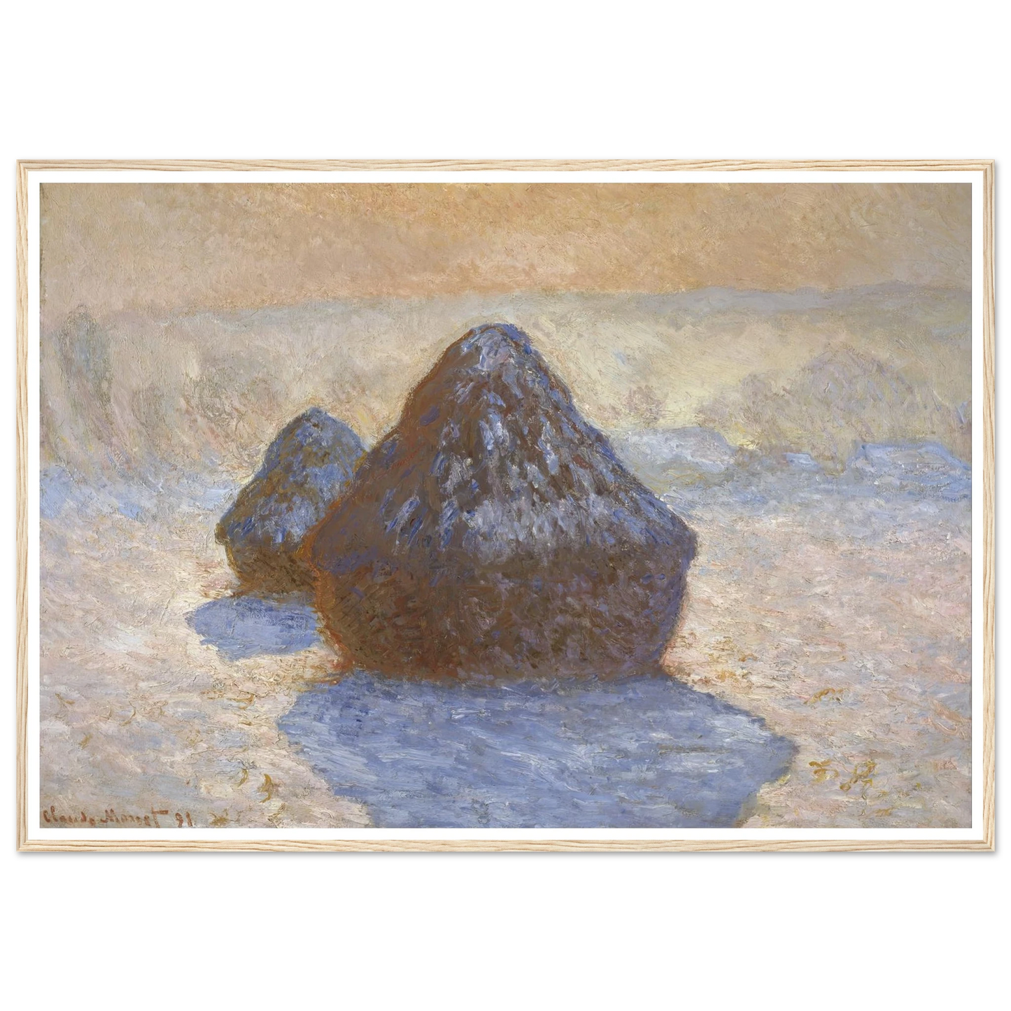 Haystacks- Snow Effect (1891) Art Print | Claude Monet-Quipham Collections