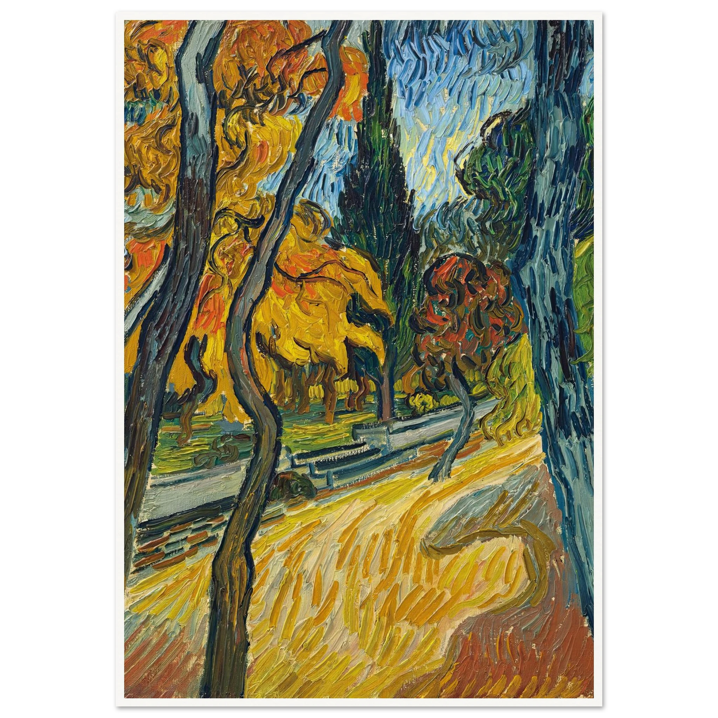 Arbres dans le jardin de l’asile (1889) Art Print | Vincent van Gogh-Quipham Collections