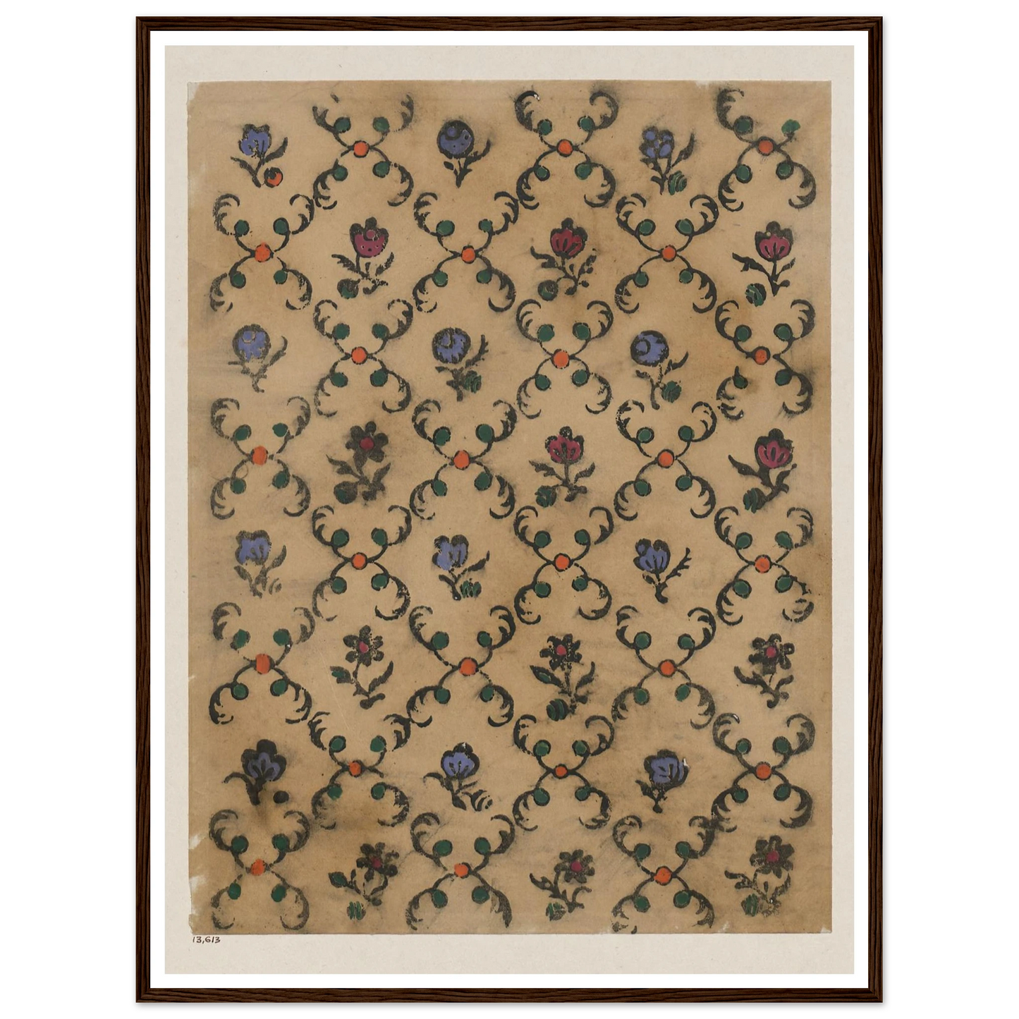 Handkolorierter Holzschnitt (Rautendekor) (1900 - 1913) Art Print | Maria von Uchatius-Quipham Collections