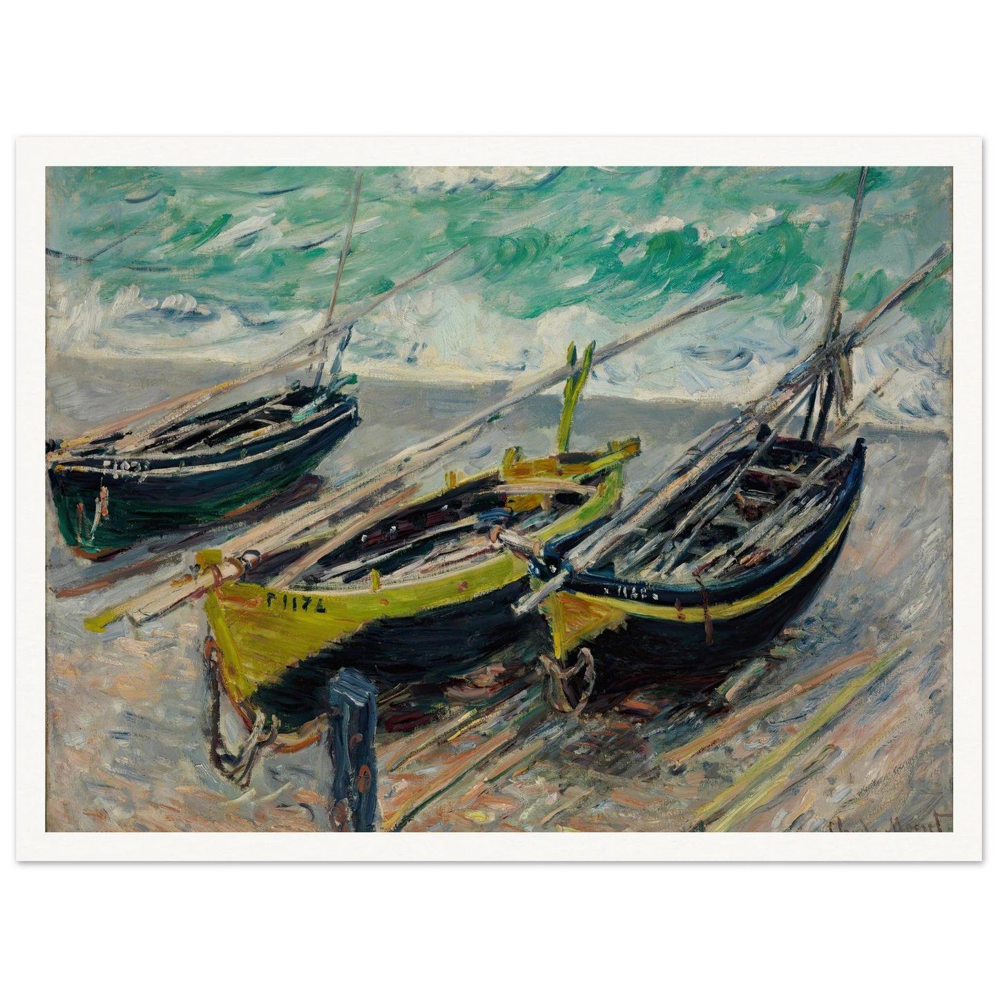 Three Fishing Boats Art Print | Claude Monet-Quipham Collections