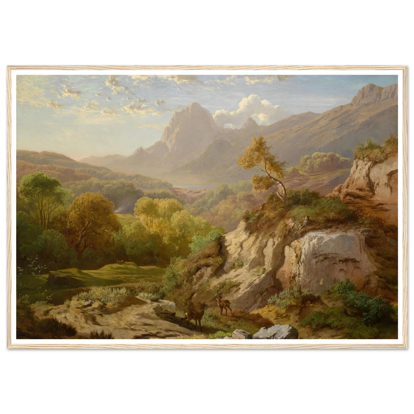 Rotwild in einer weiten Gebirgslandschaft Art Print | Albert Zimmermann-Quipham Collections