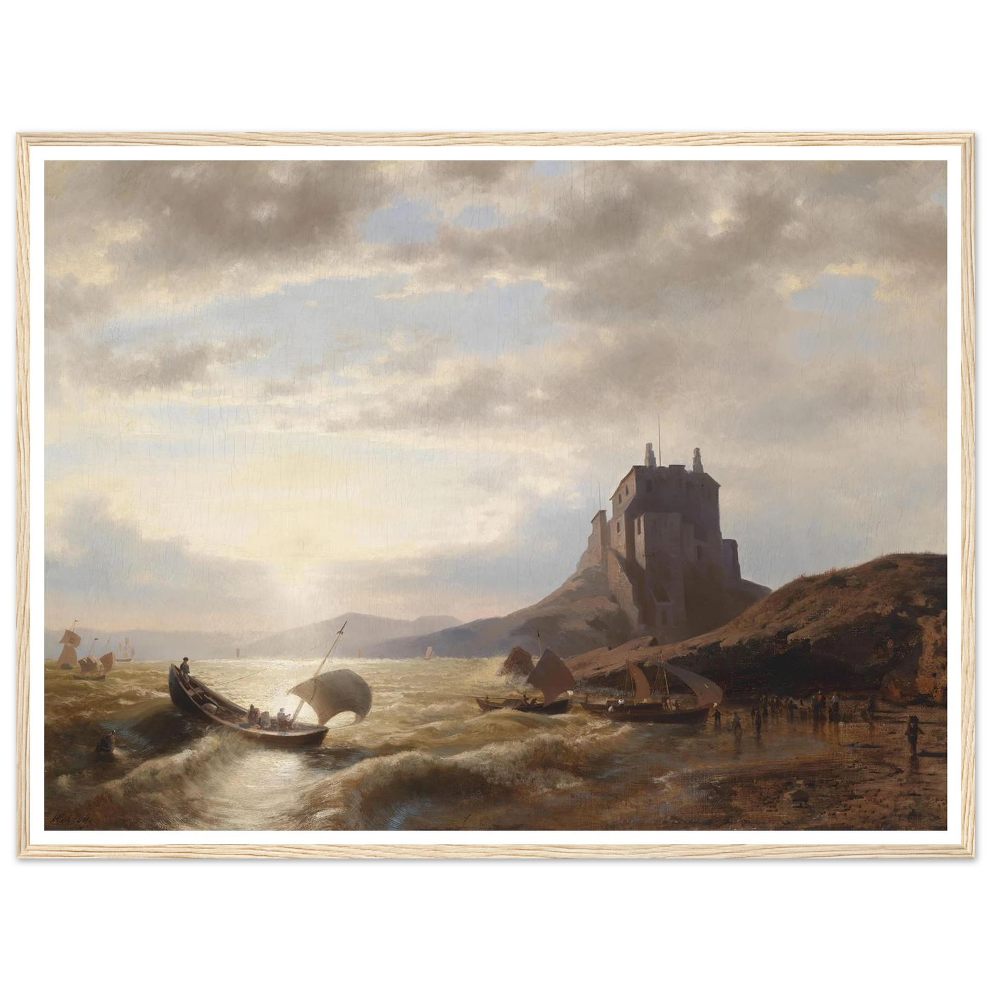 Küstenlandschaft mit Fischern Art Print | Hermann Ottomar Herzog-Quipham Collections