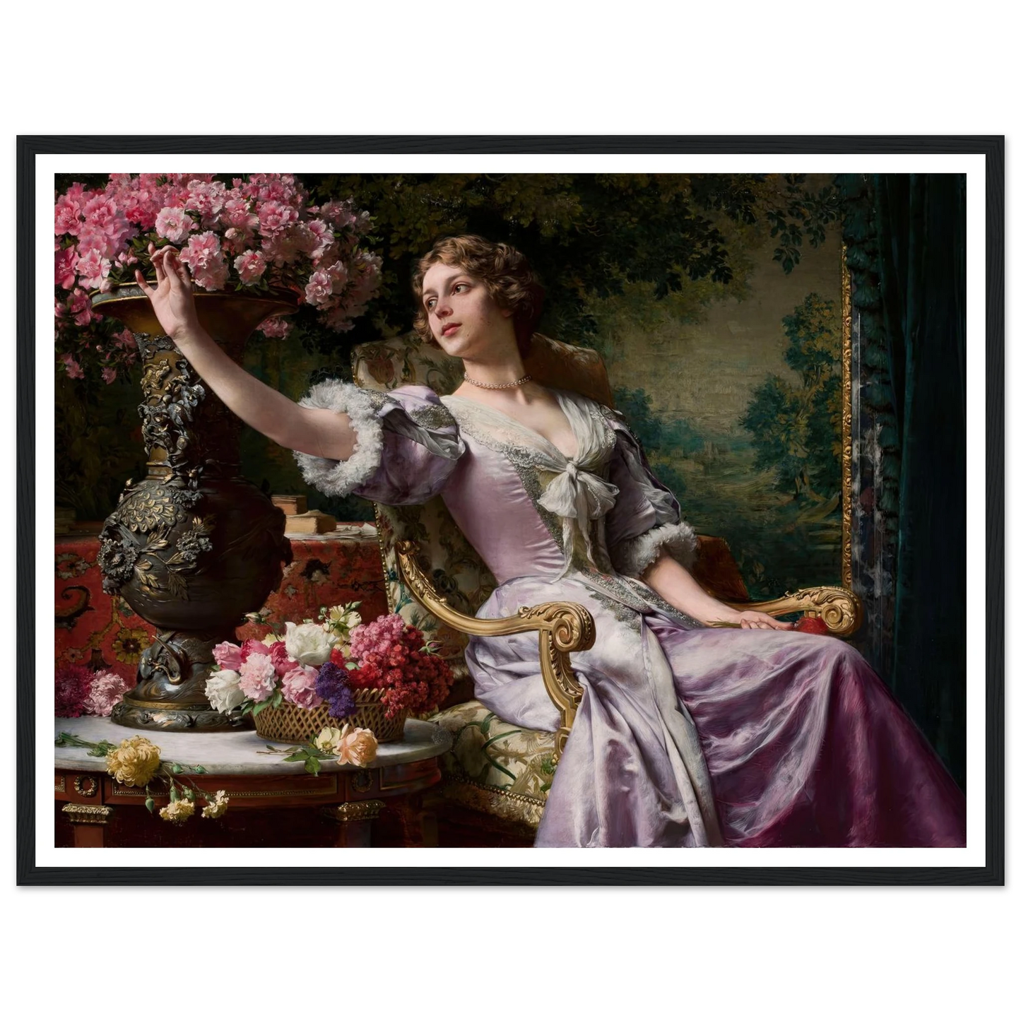 Lady in a lilac dress with flowers (1903) Art Print | Wladyslaw Czachorski-Quipham Collections