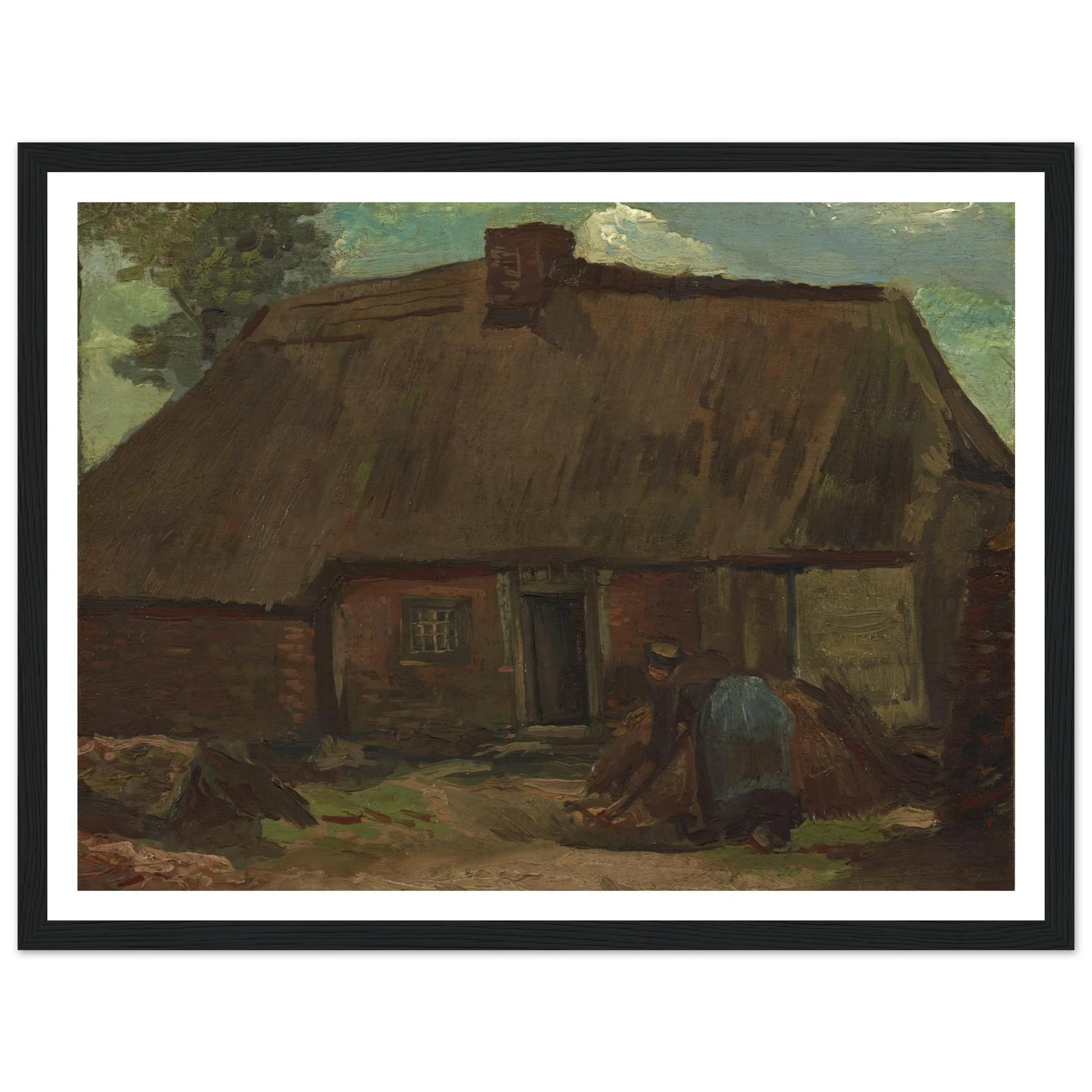 Cottage with Peasant Woman Digging (1885) Art Print | Vincent van Gogh-Quipham Collections