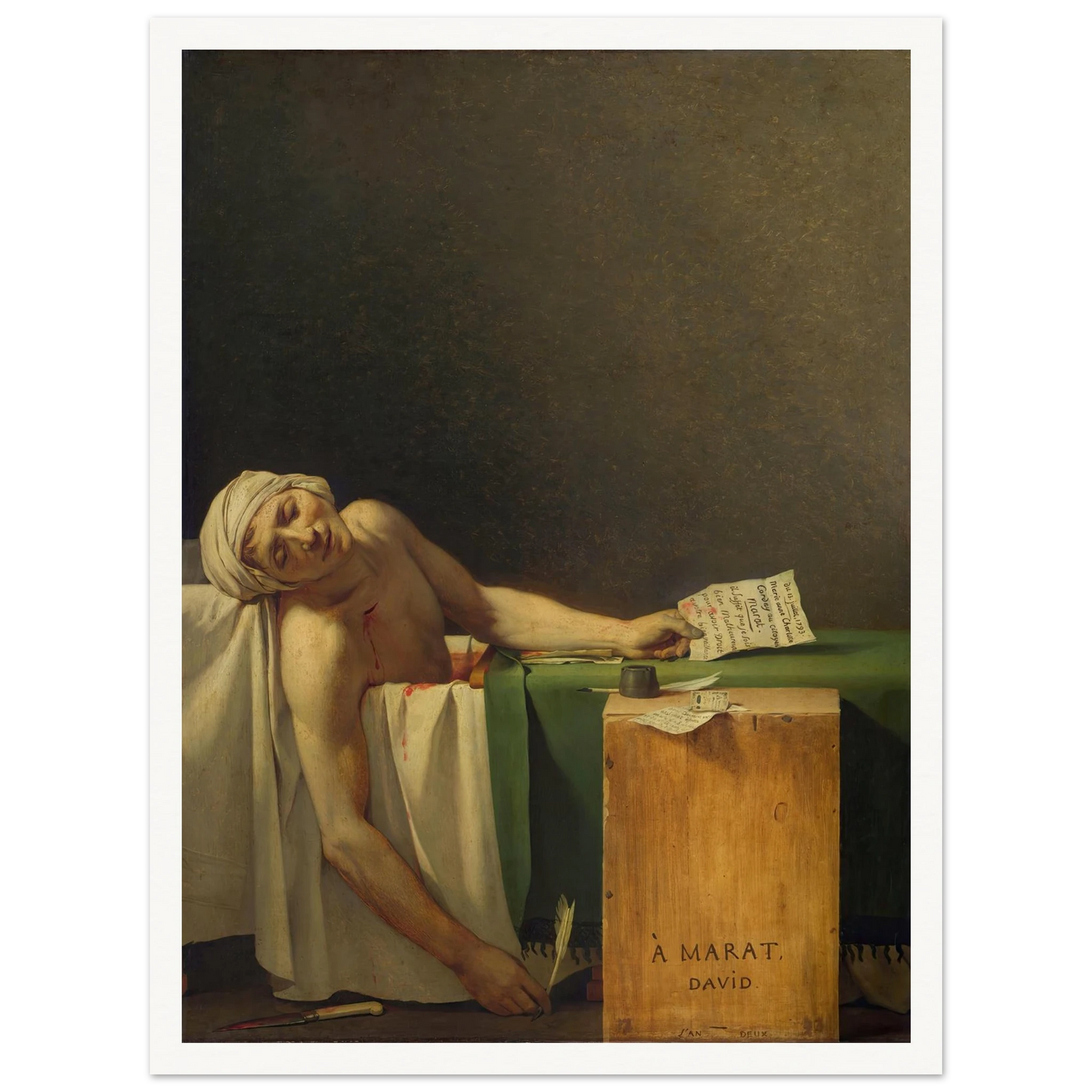 Marat Assassinated (1793) Art Print | Jacques Louis David-Quipham Collections