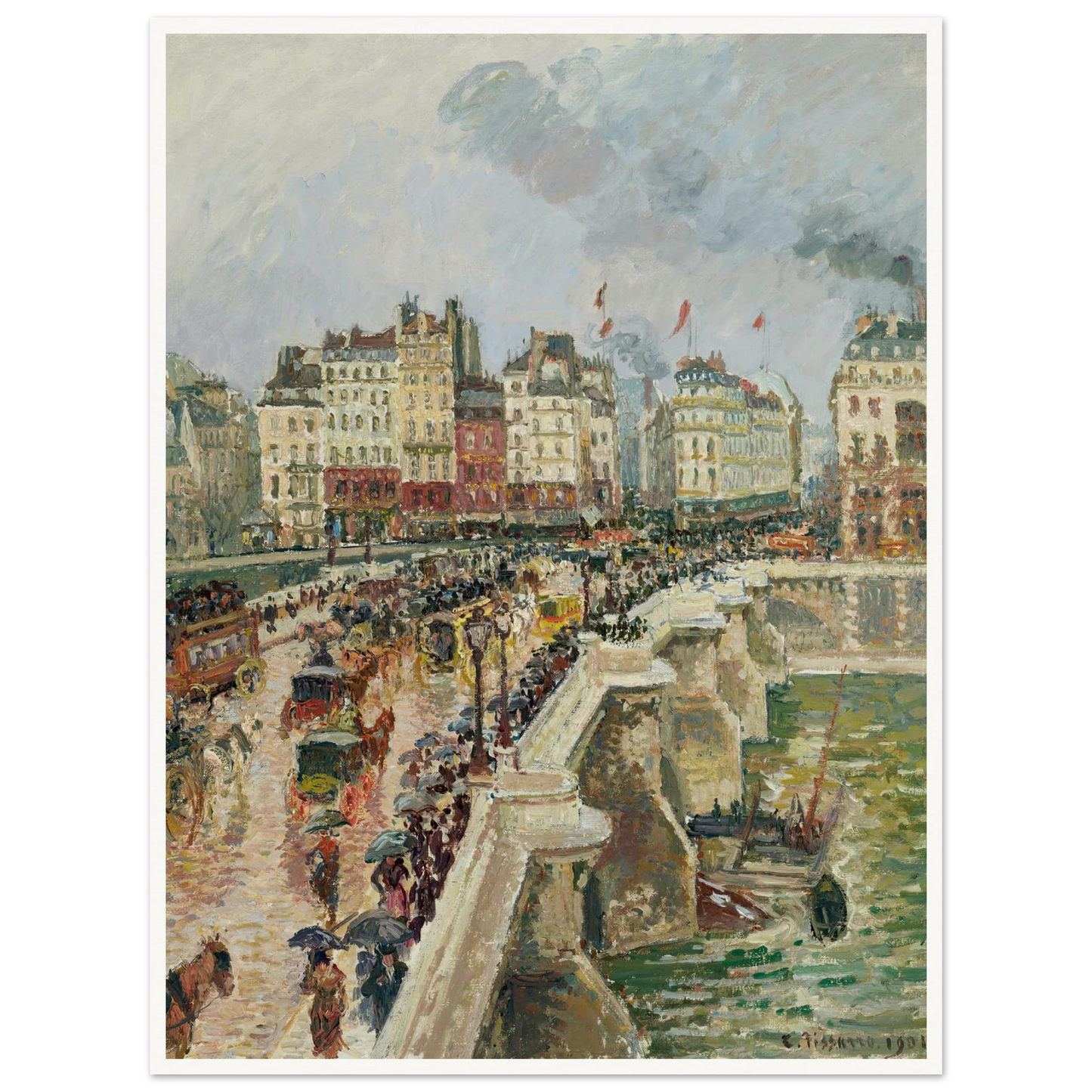 Le Pont-Neuf, après-midi de pluie (1901) Art Print | Camille Pissarro-Quipham Collections