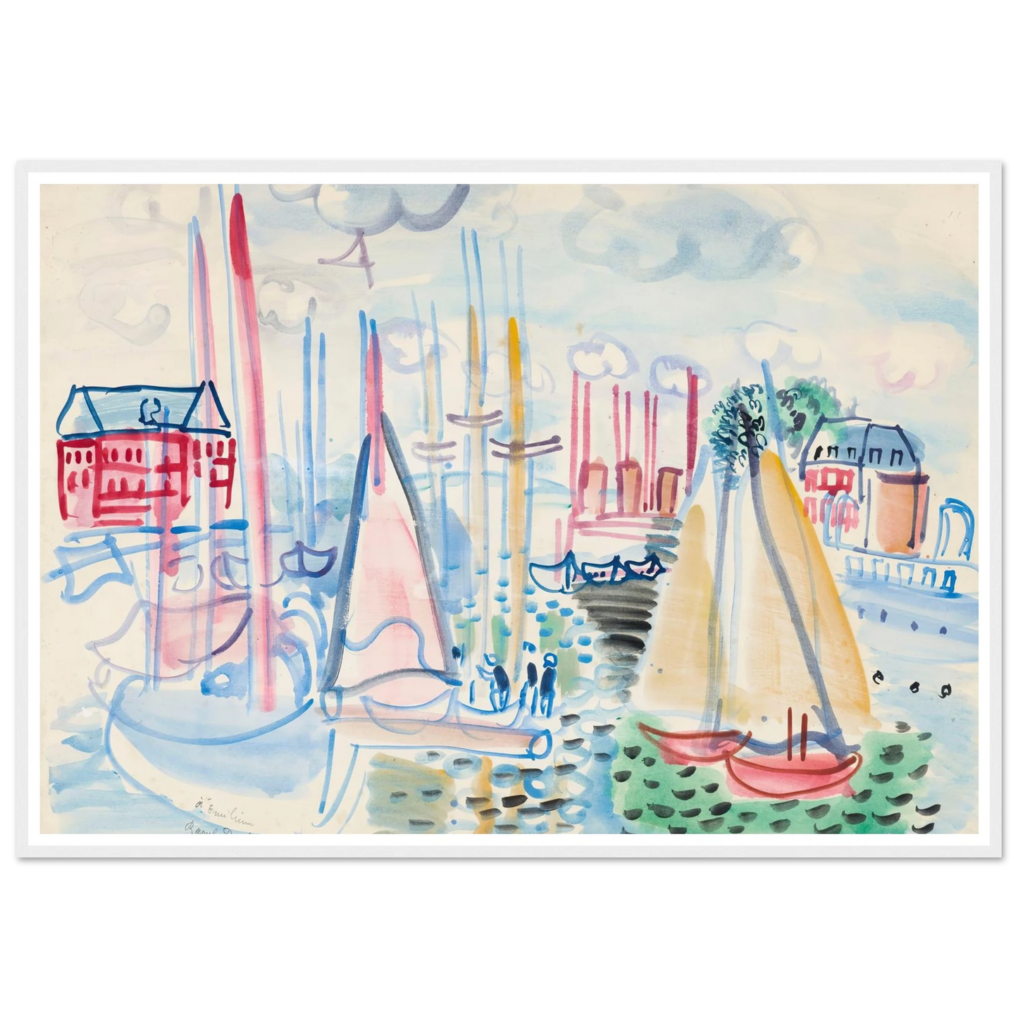 Voiliers dans le port de Deauville (1929) Art Print | Raoul Dufy-Quipham Collections