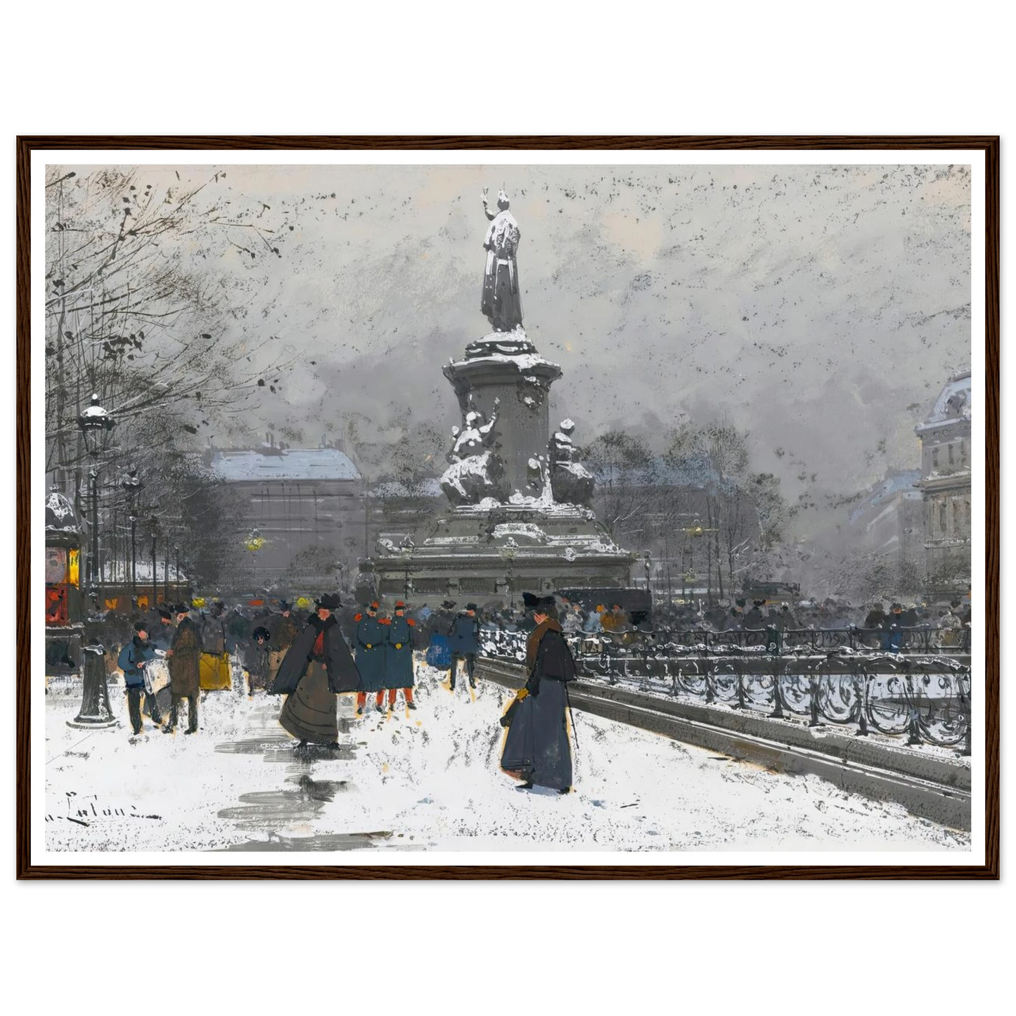 La Place De La République (Neige) Art Print | Eugene Galien Laloue-Quipham Collections