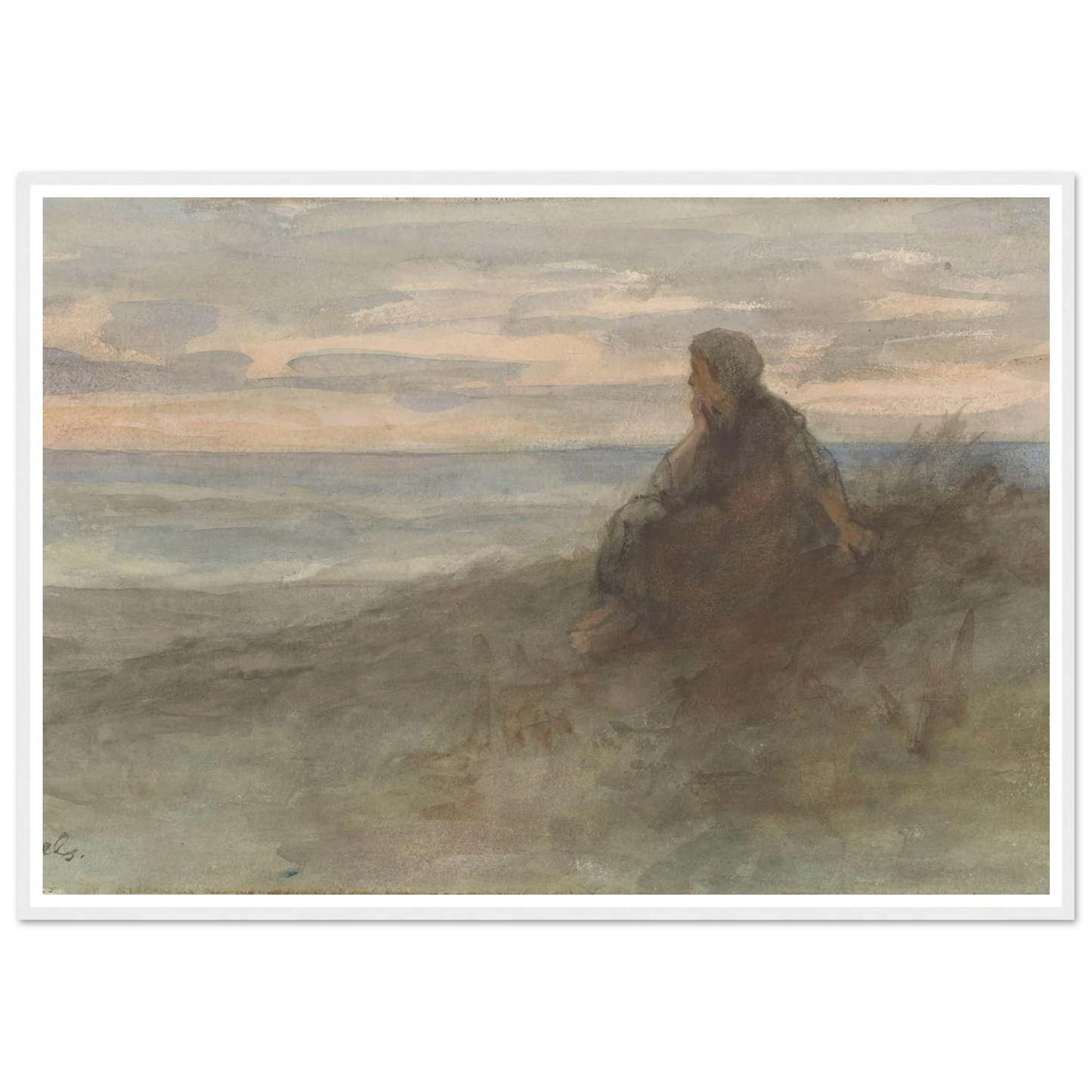 Zittende vrouw op een duin bij zee (c. 1834 - c. 1911) Art Print | Jozef Israels-Quipham Collections