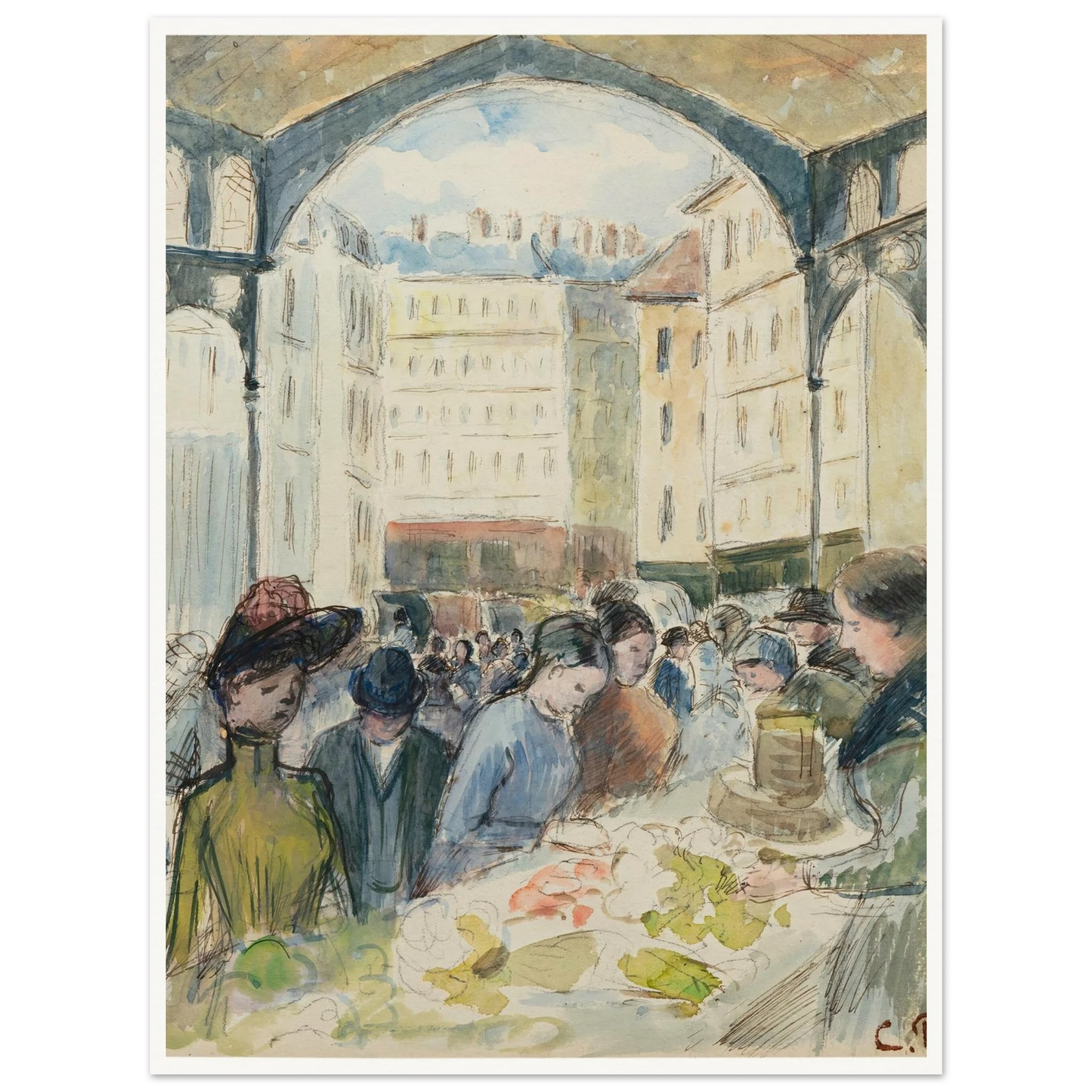 Les Halles centrales; le marché aux légumes Art Print | Camille Pissarro-Quipham Collections
