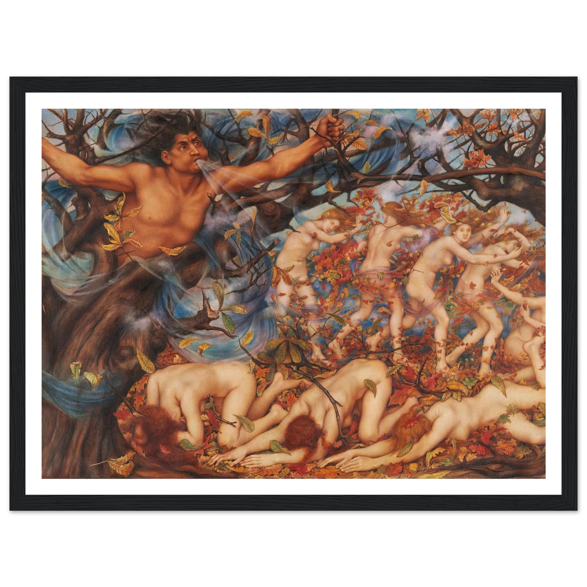 Boreas and the Fallen Leaves (1910) Art Print | Evelyn de Morgan-Quipham Collections