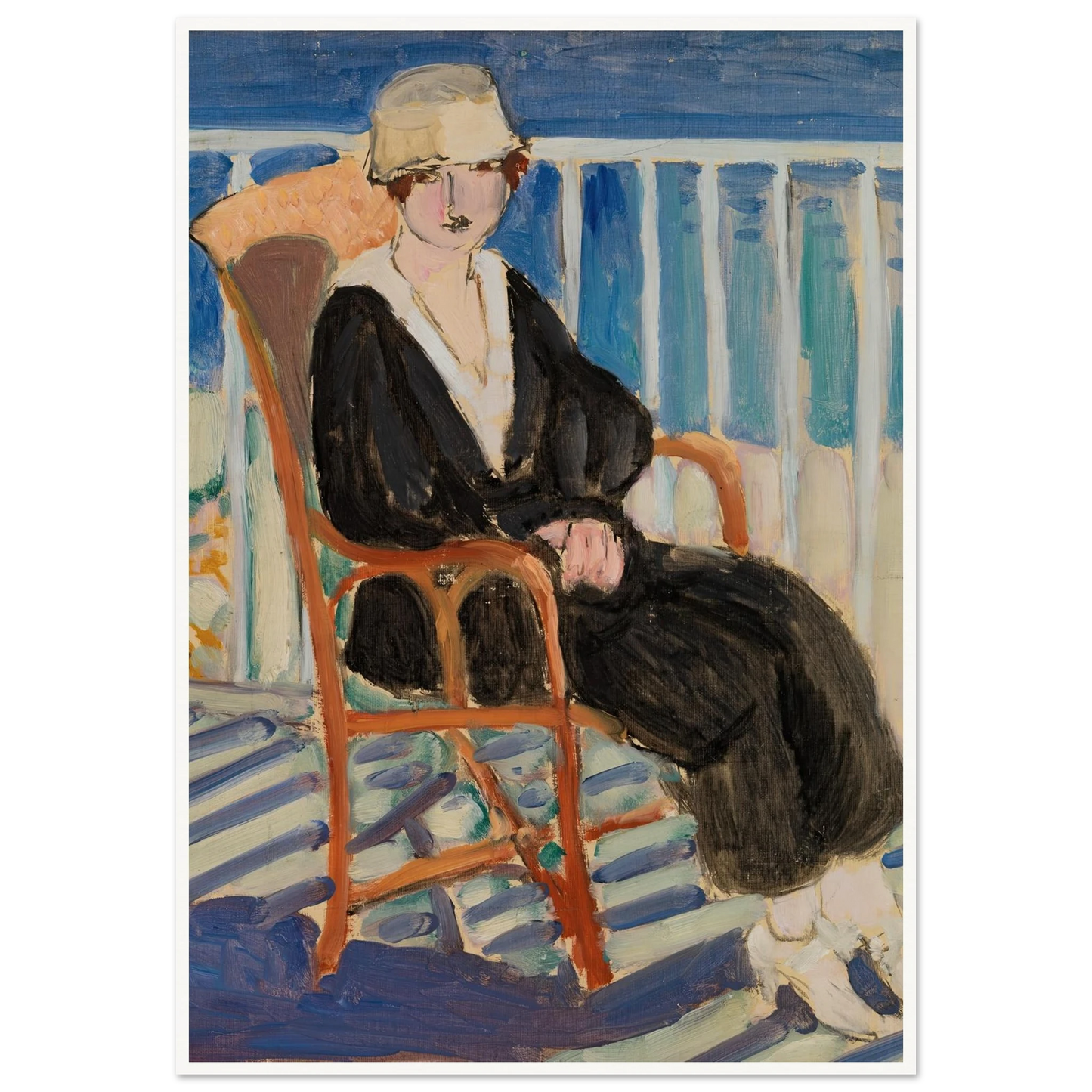 Young Girl on a Balcony over the Ocean (Jeune fille au balcon sur la mer) (1918) Art Print | Henri Matisse-Quipham Collections