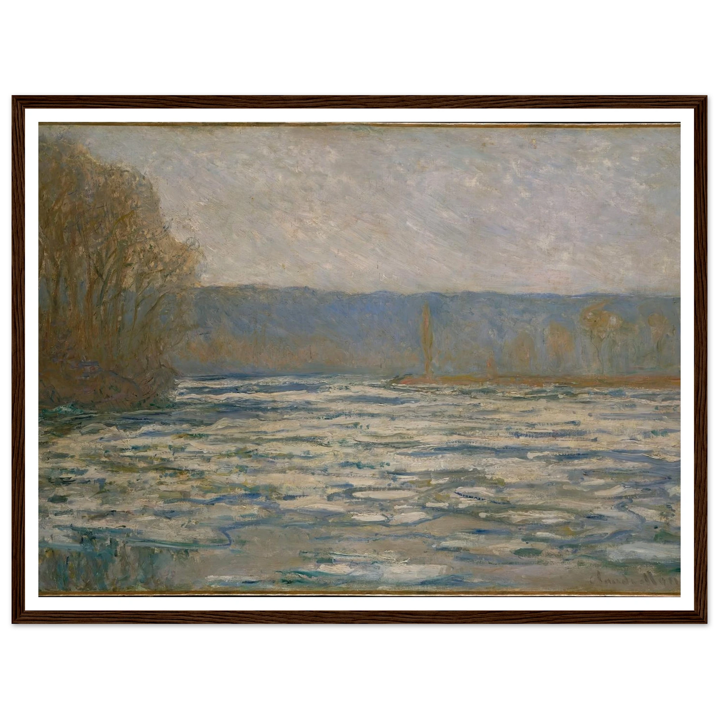 Ice breaking up on the Seine near Bennecourt (1893) Art Print | Claude Monet-Quipham Collections