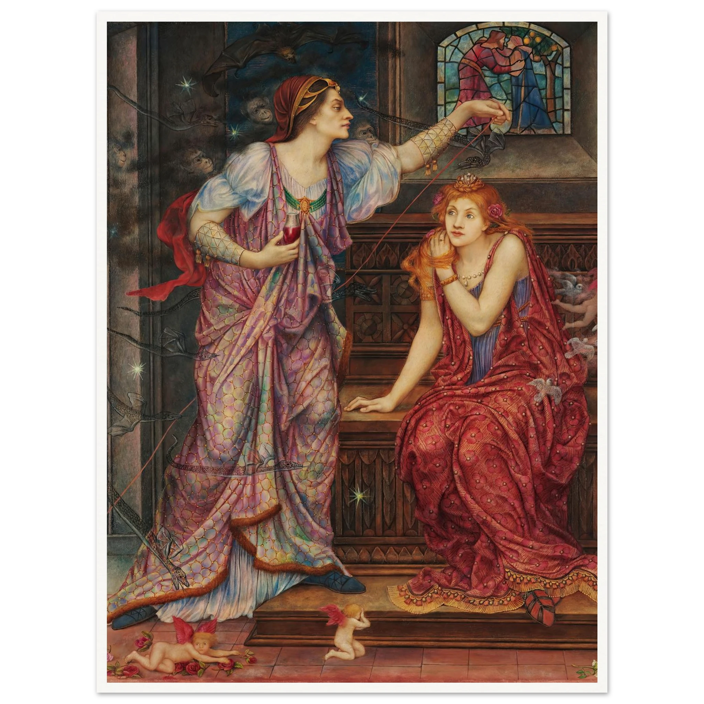 Queen Eleanor & Fair Rosamund (1880-1919) Art Print | Evelyn de Morgan-Quipham Collections