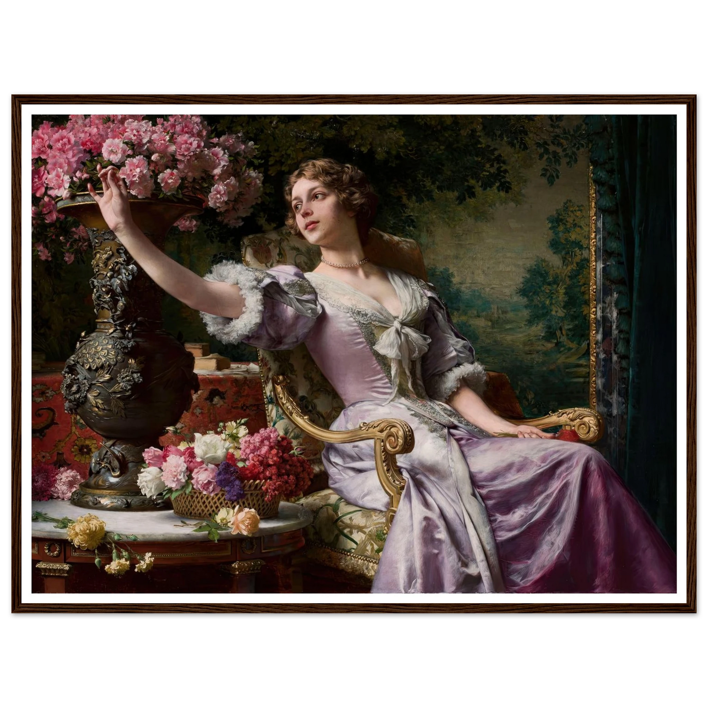 Lady in a lilac dress with flowers (1903) Art Print | Wladyslaw Czachorski-Quipham Collections