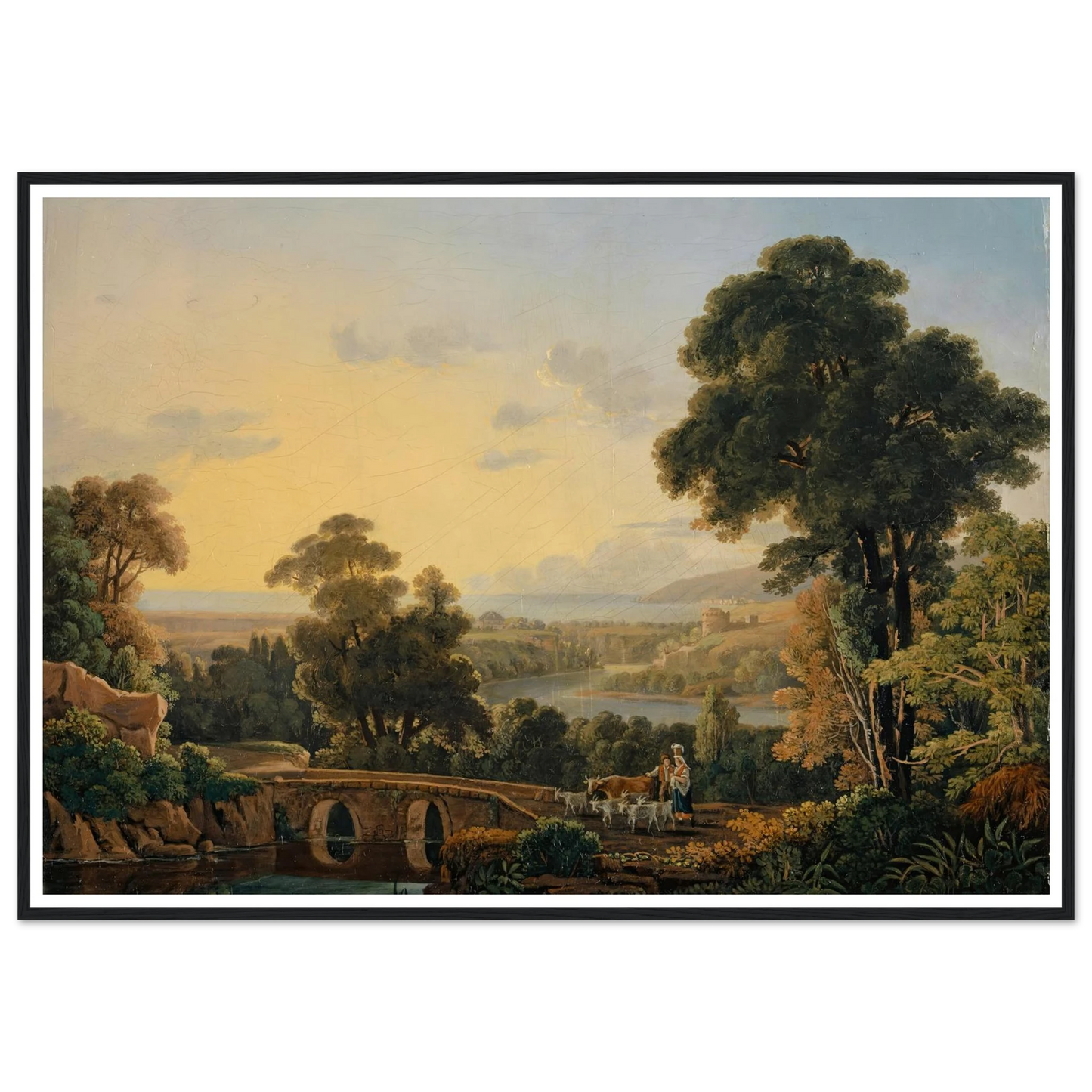 Hilly Landscape with River and Bridge Art Print | Peter Birmann-Quipham Collections