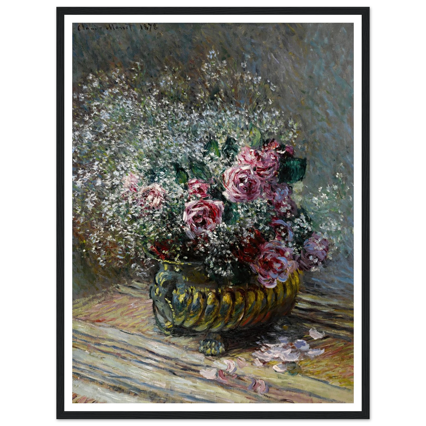 Fleurs dans un pot (Roses et brouillard) (1878) Art Print | Claude Monet-Quipham Collections