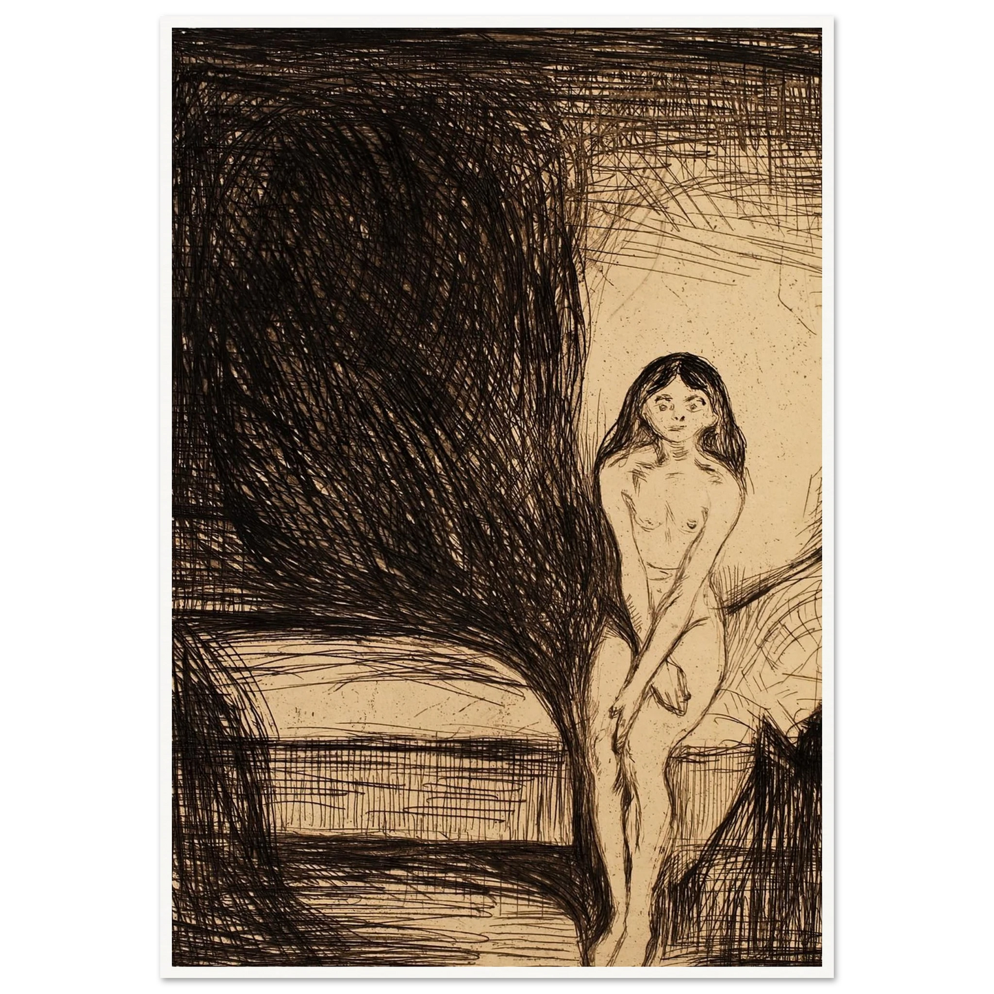 At Night (Puberty) (1986) Art Print | Edvard Munch-Quipham Collections