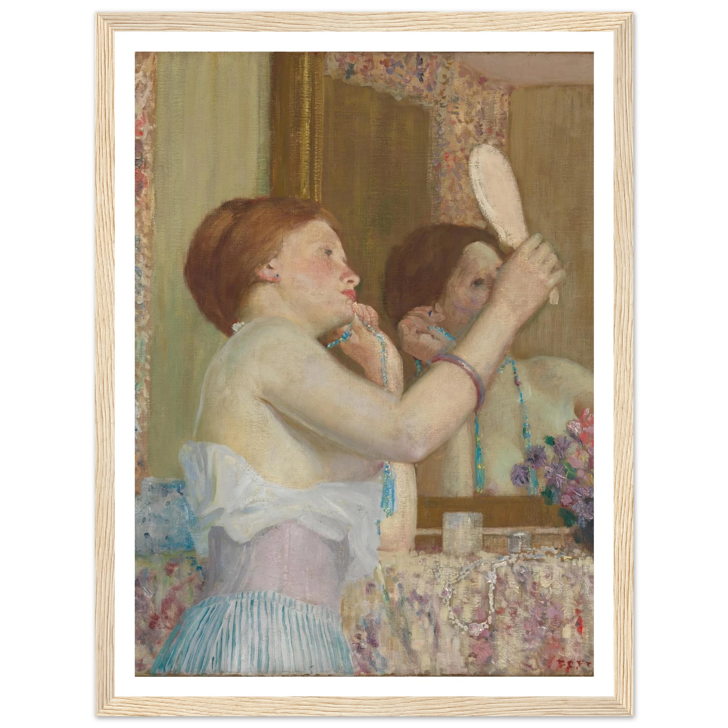 Woman with a Mirror (Femme qui se mire) (1911) Art Print | Frederick Carl Frieseke-Quipham Collections