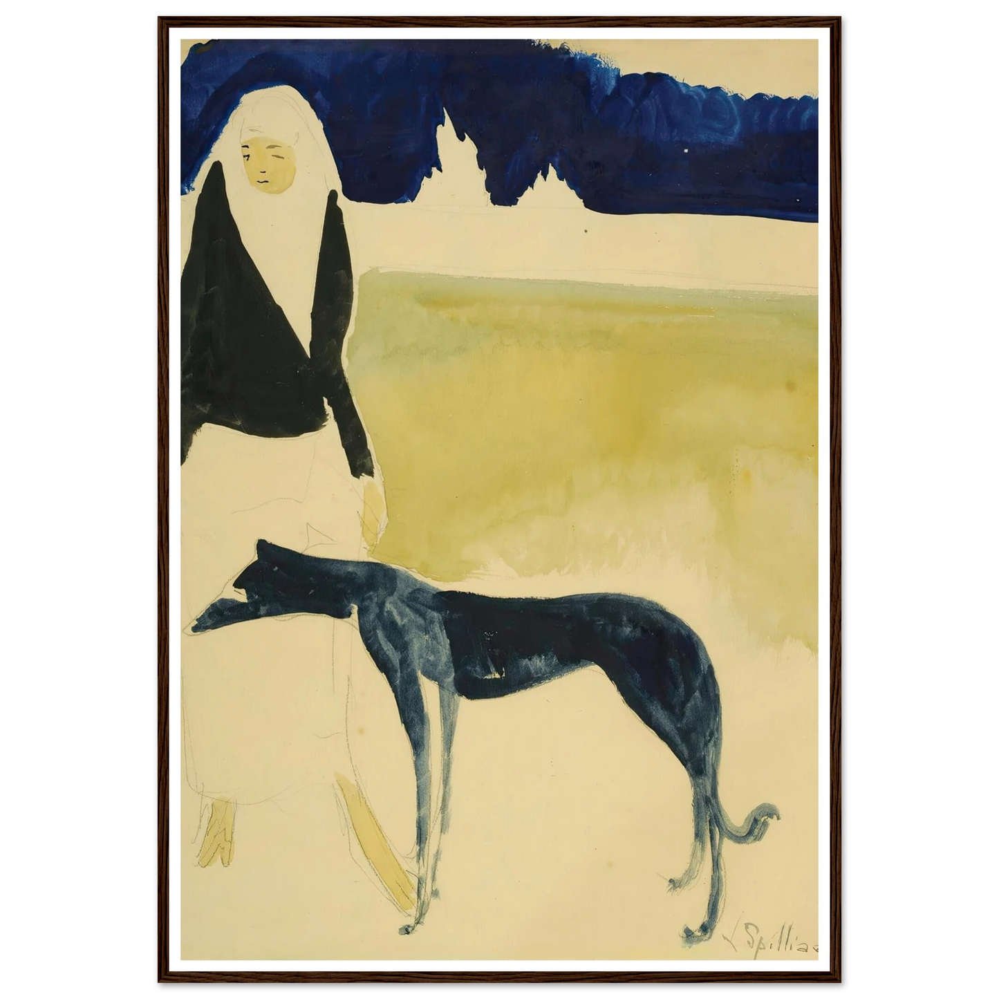 Femme Au Lévrier (1917) Art Print | Leon Spilliaert-Quipham Collections