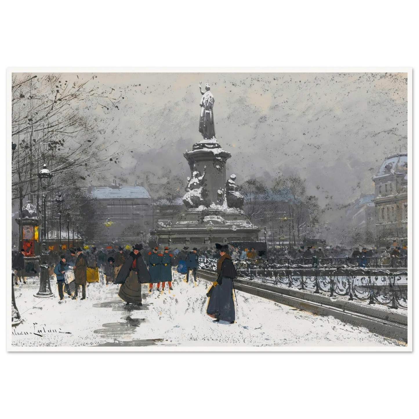 La Place De La République (Neige) Art Print | Eugene Galien Laloue-Quipham Collections